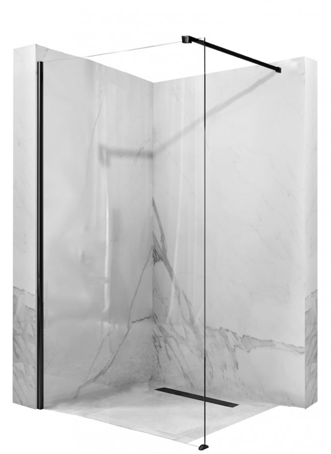 Rea Aero perete de duș 100 cm negru mat/sticla transparentă REA-K6596