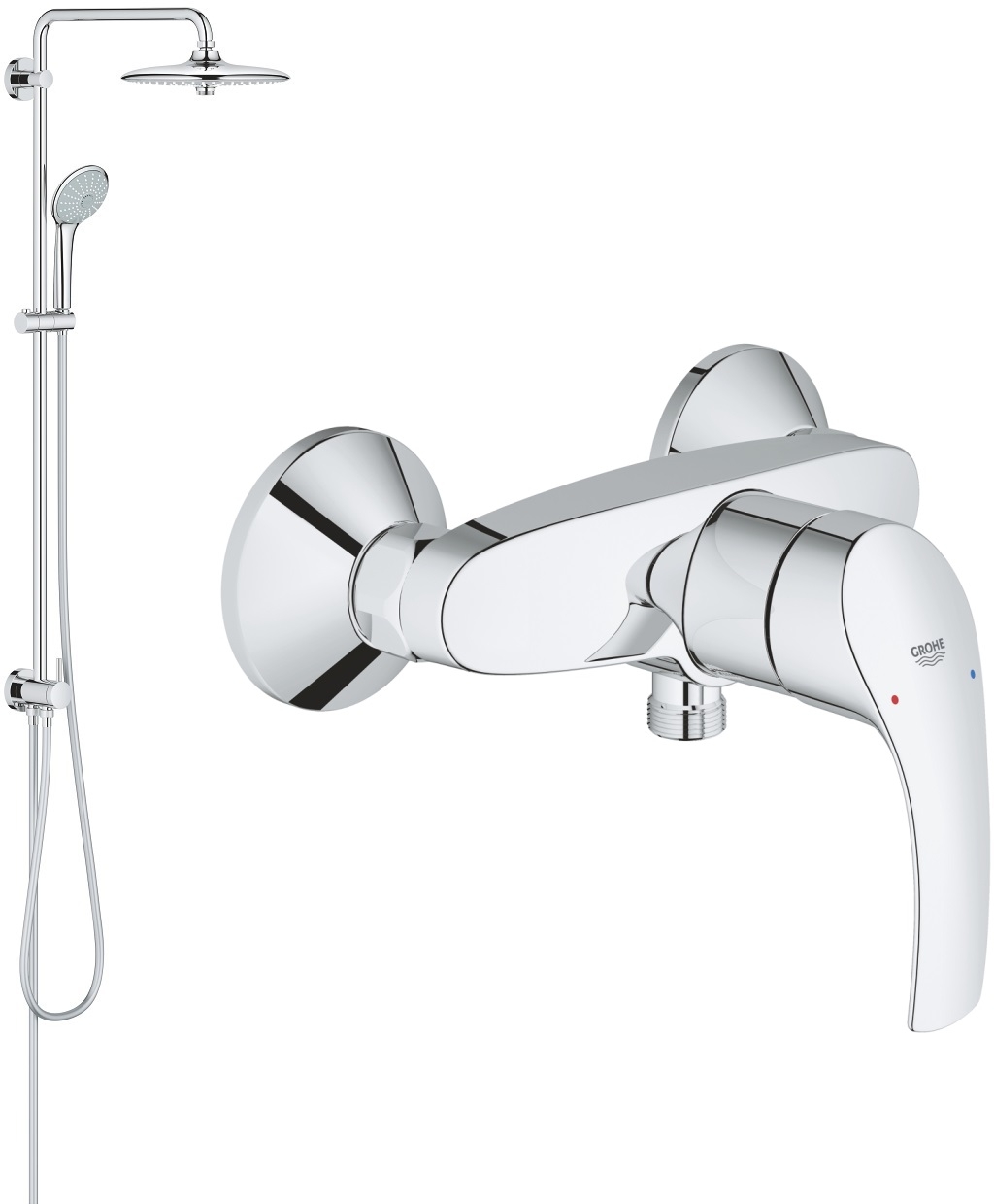 Set set de duș Grohe Euphoria 27421002, baterie de duș Grohe Eurosmart 33555002