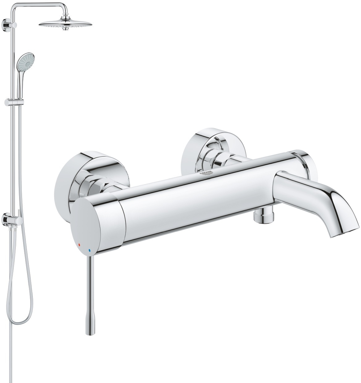 Set set de duș Grohe Euphoria 27421002, baterie cadă-duș Grohe Essence 33624001