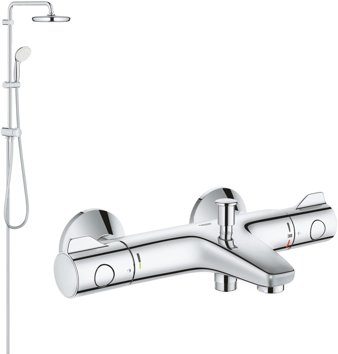 Set set de duș Grohe New Tempesta 26381001, baterie cadă-duș Grohe Grohtherm 800 34567000