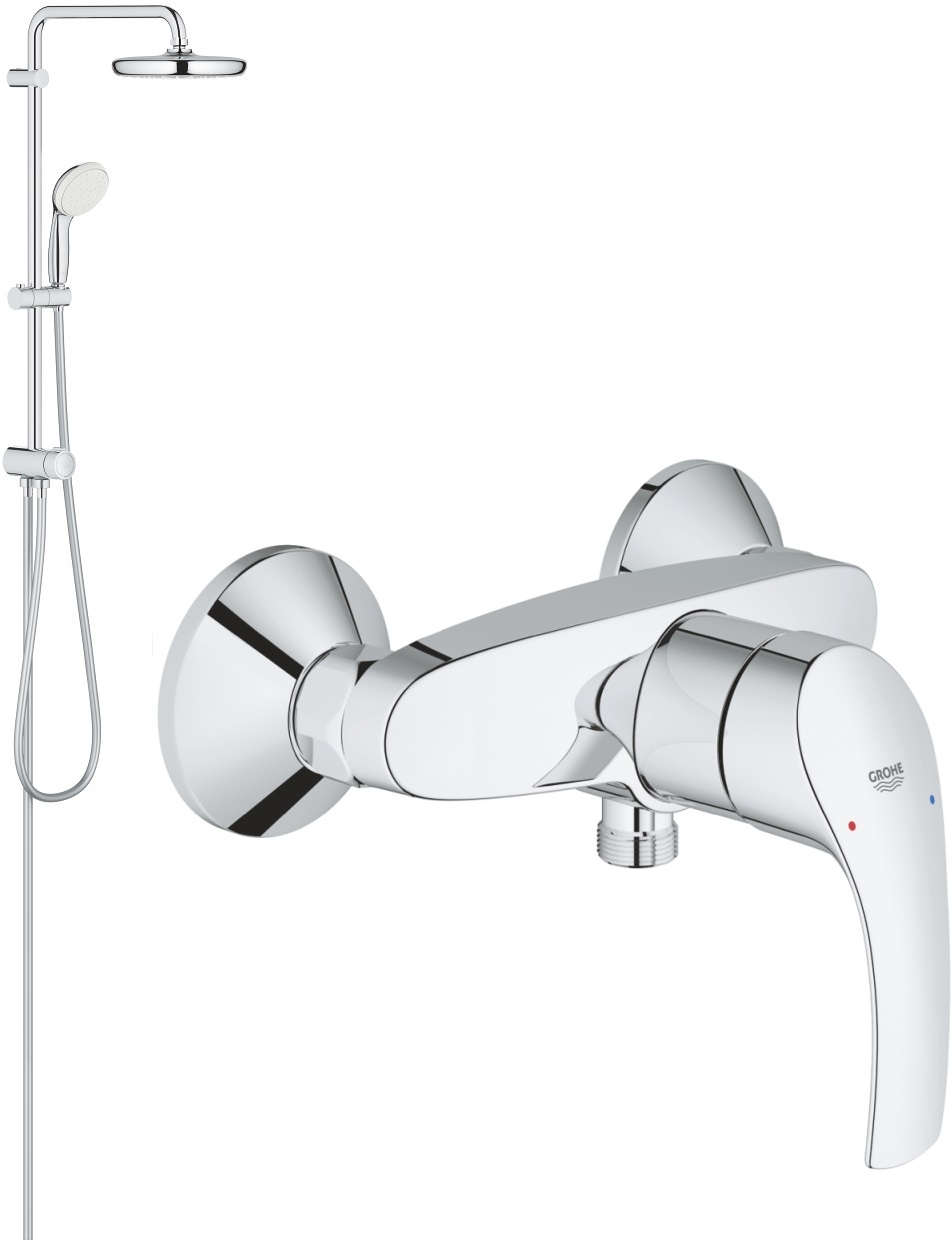 Set set de duș Grohe New Tempesta 26381001, baterie de duș Grohe Eurosmart 33555002