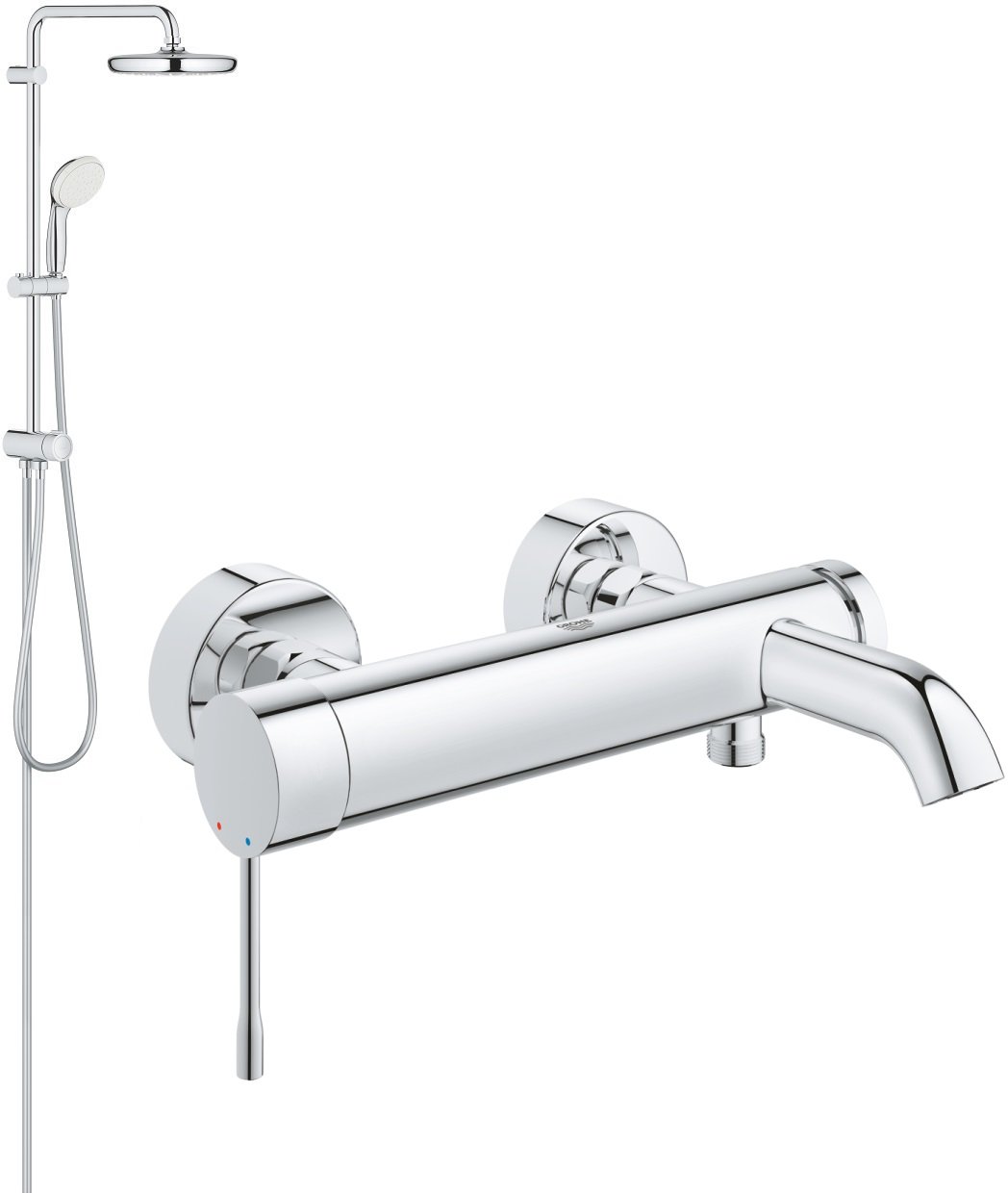 Set set de duș Grohe New Tempesta 26381001, baterie cadă-duș Grohe Essence 33624001