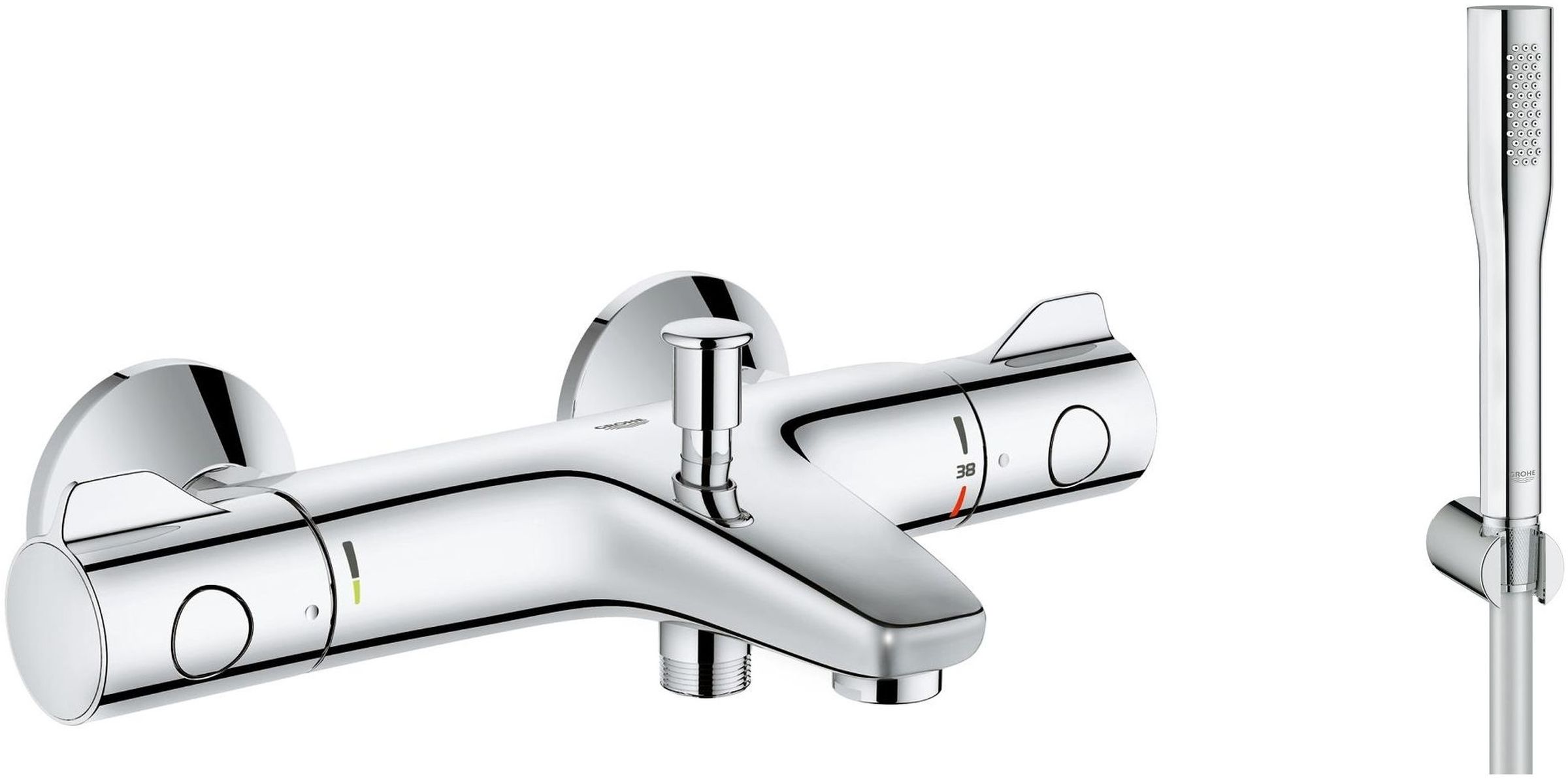 Set baterie cadă-duș Grohe Grohtherm 800 34567000, set de duș Grohe Euphoria 27369000