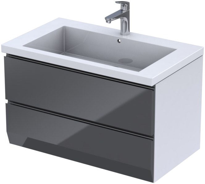 Oristo Brylant dulap 84.5x48.5x50 cm sub chiuveta pe perete alb-grafit OR36-SD2S-85-5