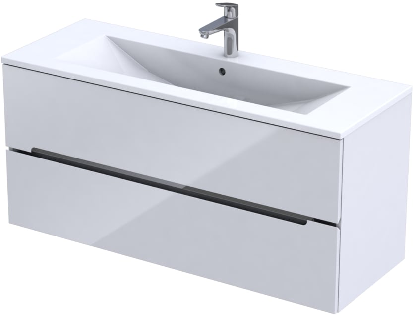 Oristo Silver dulap 119.8x44.5x55 cm sub chiuveta pe perete alb OR33-SD2S-120-1-C