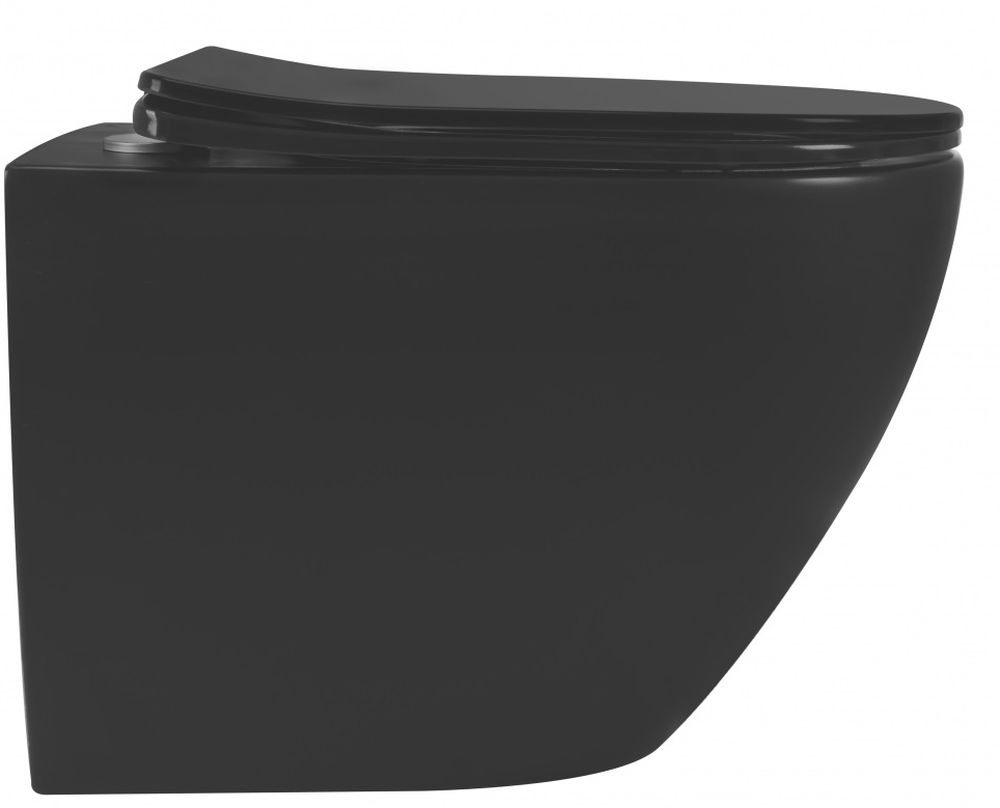 Rea Carlo Mini vas wc cu capac soft-close agăţat fără margine negru mat REA-C8489