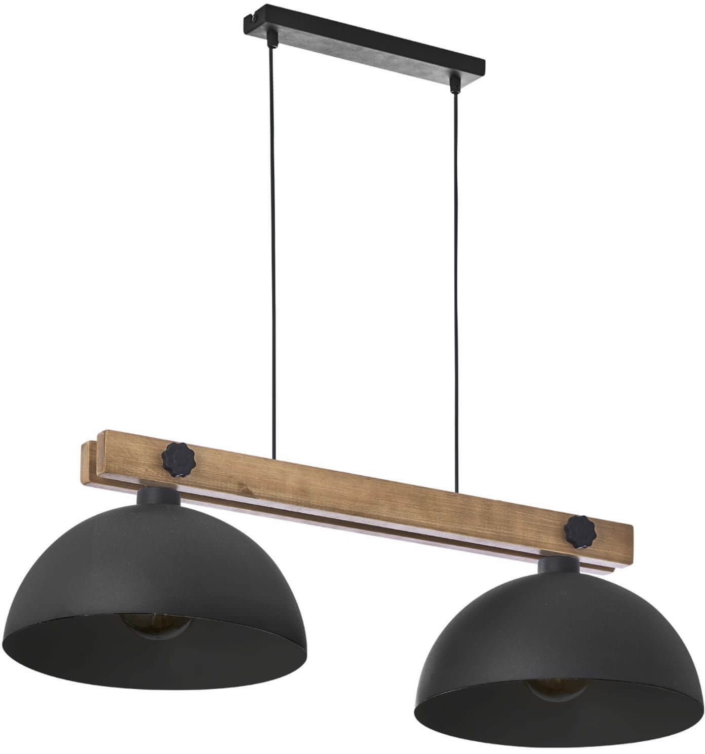 TK Lighting Oslo lampă suspendată 2x60 W negru-lemn 1706