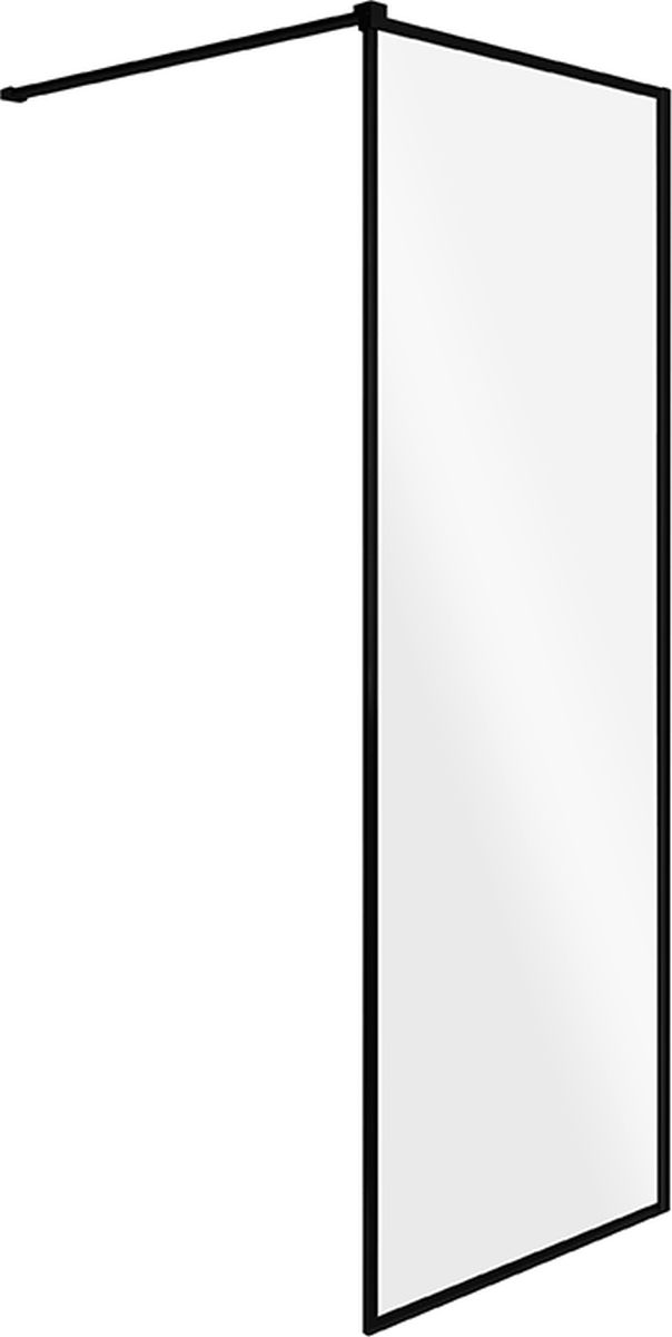 Besco Toca perete de duș 90 cm negru mat/sticla transparentă TCB-90-190C