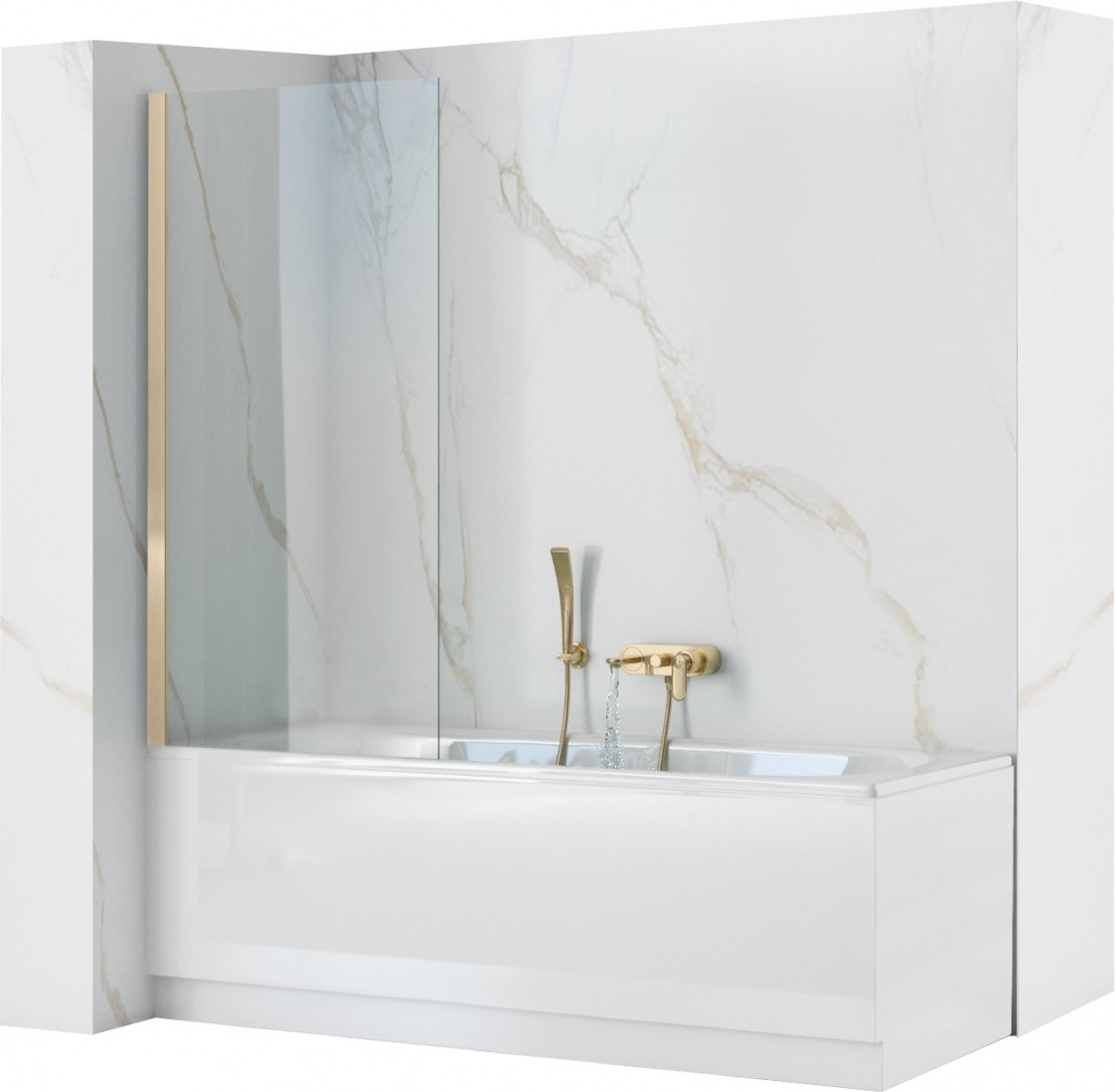 Rea Elegant Gold paravan cadă 80 cm o piesă auriu luciu/sticlă transparentă REA-W5601