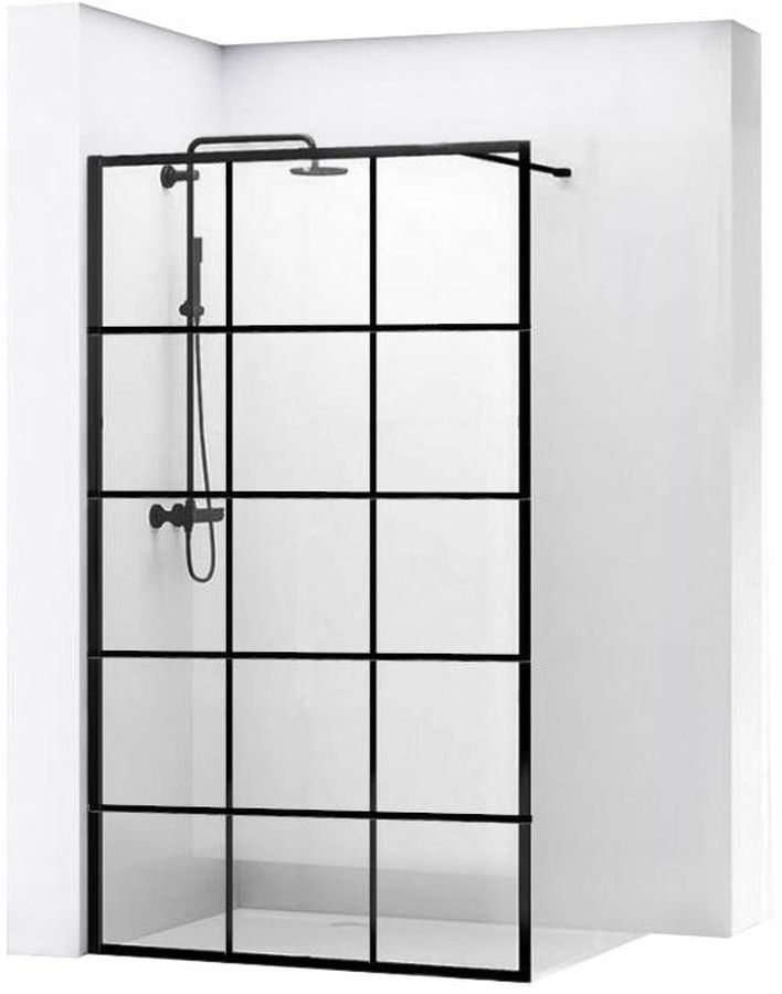 Rea Bler perete de duș 120 cm negru semi lucios/sticla transparentă REA-K7957