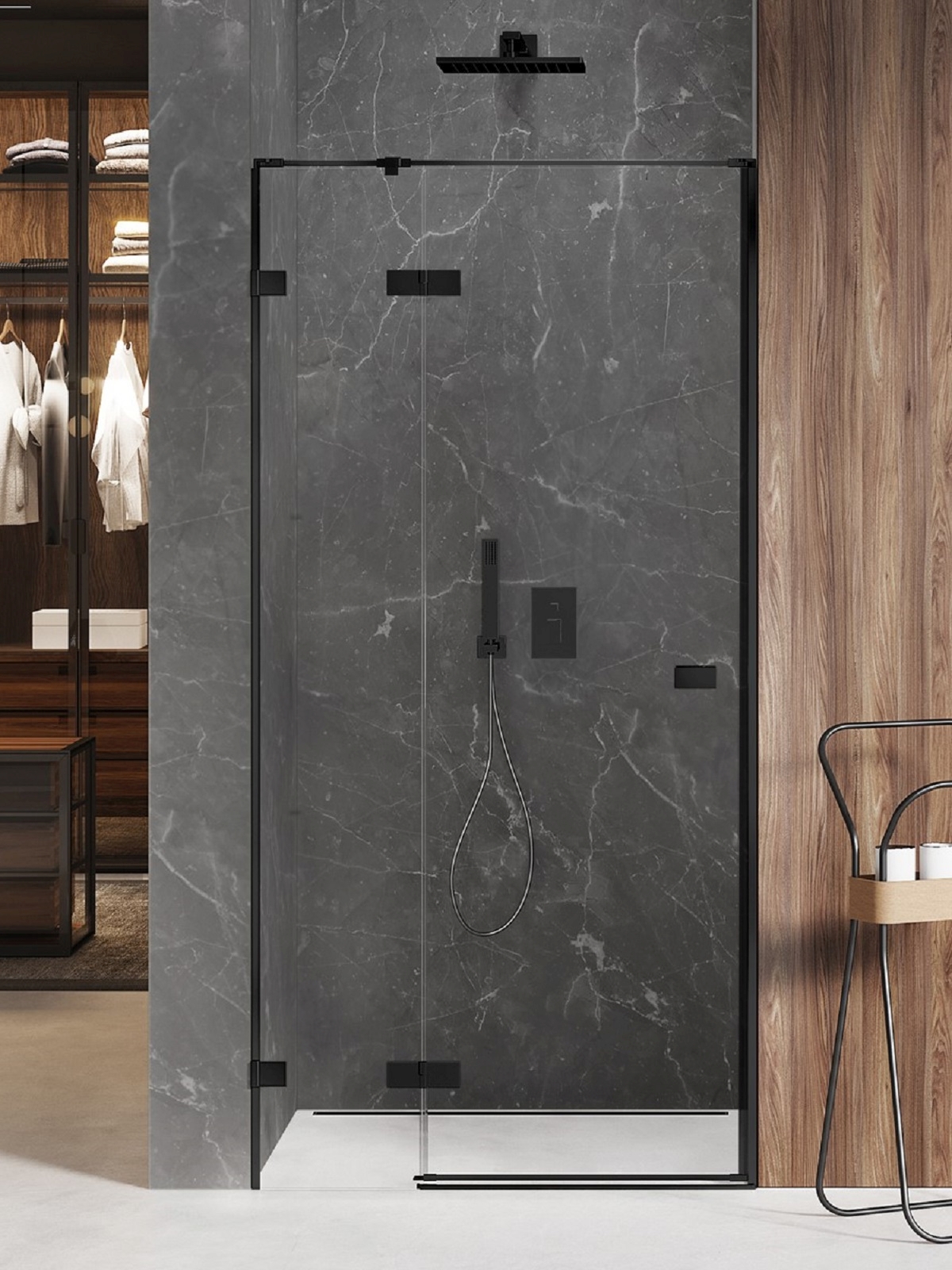New Trendy Avexa Black uși de duș 140 cm înclinabilă negru mat/sticlă transparentă EXK-1558