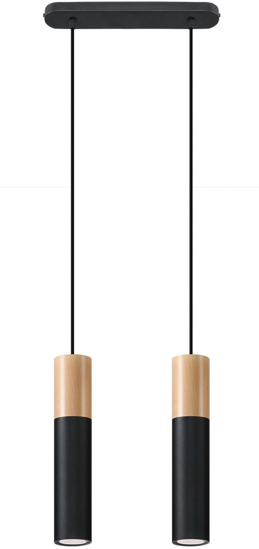 Sollux Lighting Pablo lampă suspendată 2x40 W negru-lemn SL.0633
