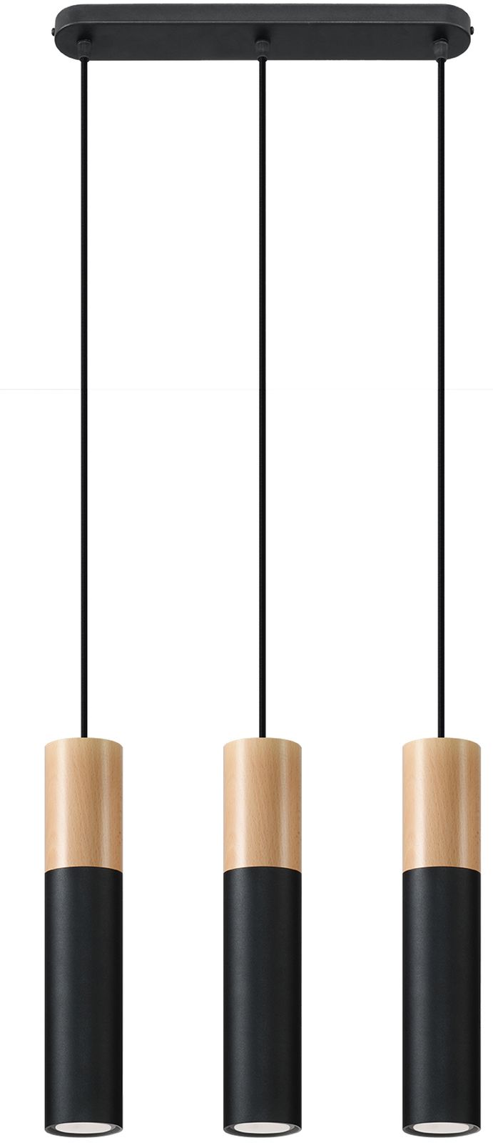 Sollux Lighting Pablo lampă suspendată 3x40 W negru-lemn SL.0634