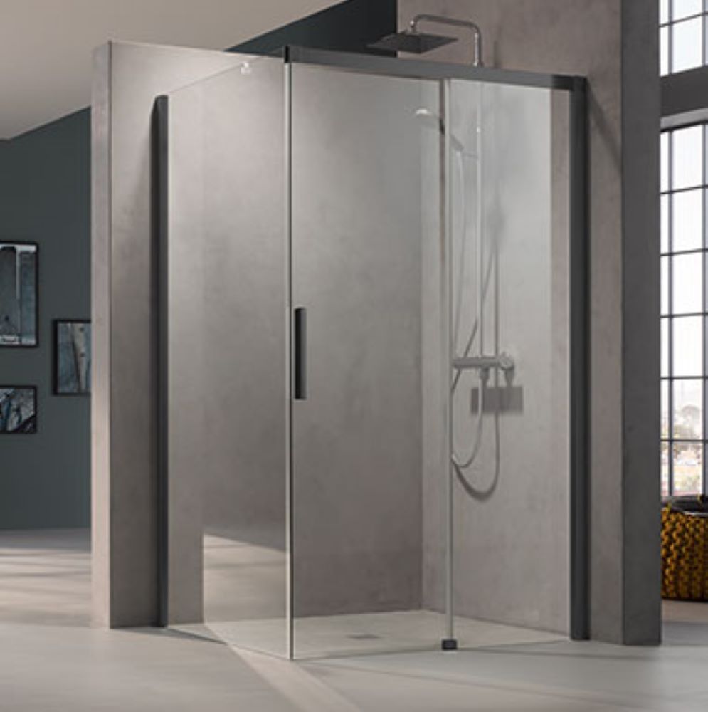 Kermi Nica czarna NID2R/L uși de duș 120 cm culisantă negru mat/sticlă transparentă NID2R120203PK