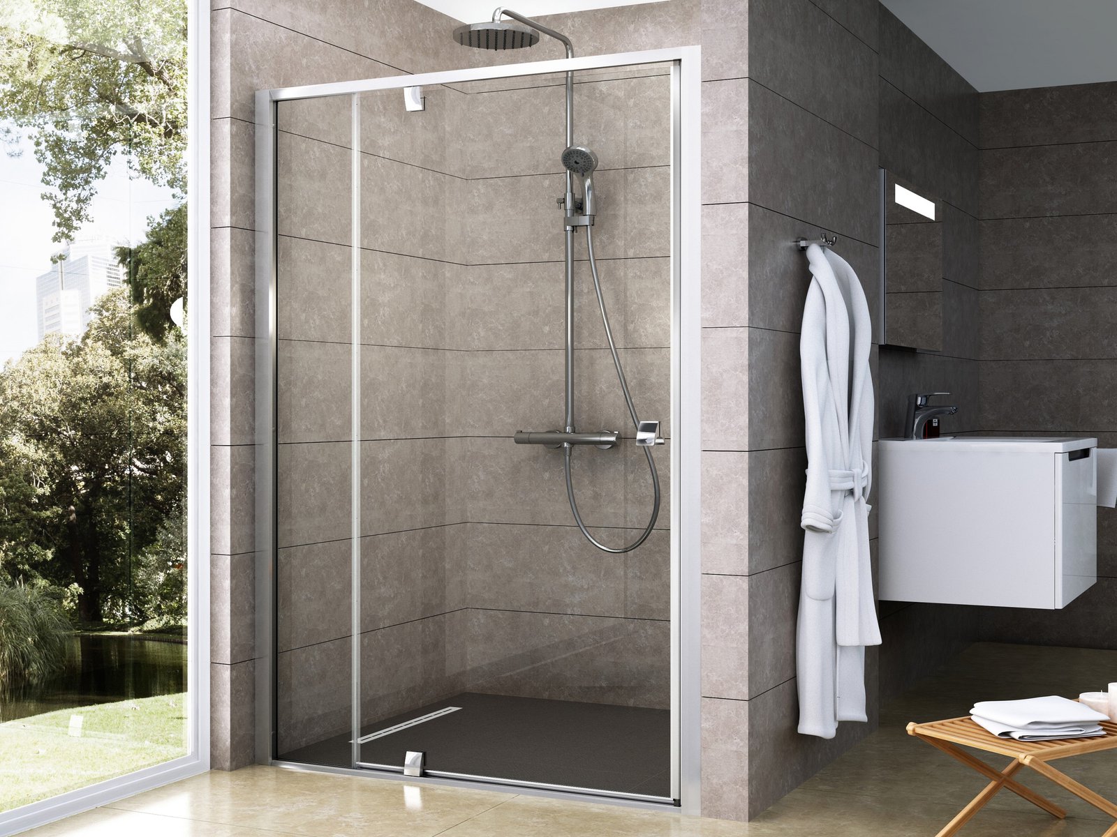 Ravak Pivot uși de duș 100 cm înclinabilă satin mat/sticlă transparentă 03GA0U00Z1