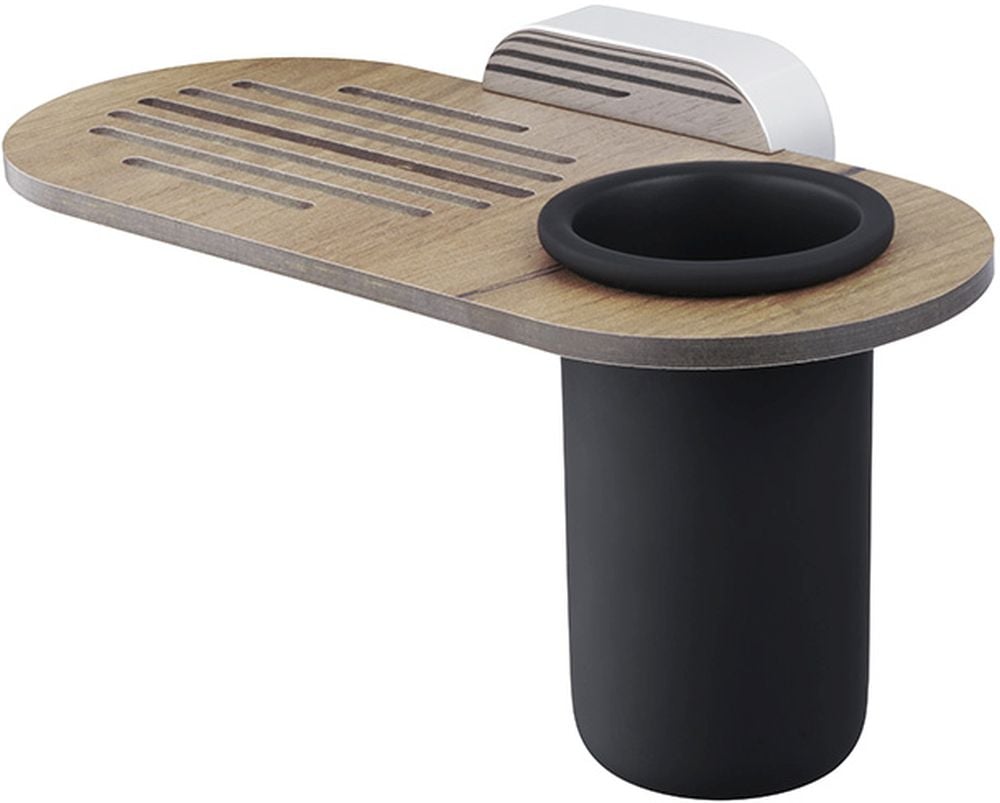 BISK Bergen săpunieră perete crom-negru-lemn 07104