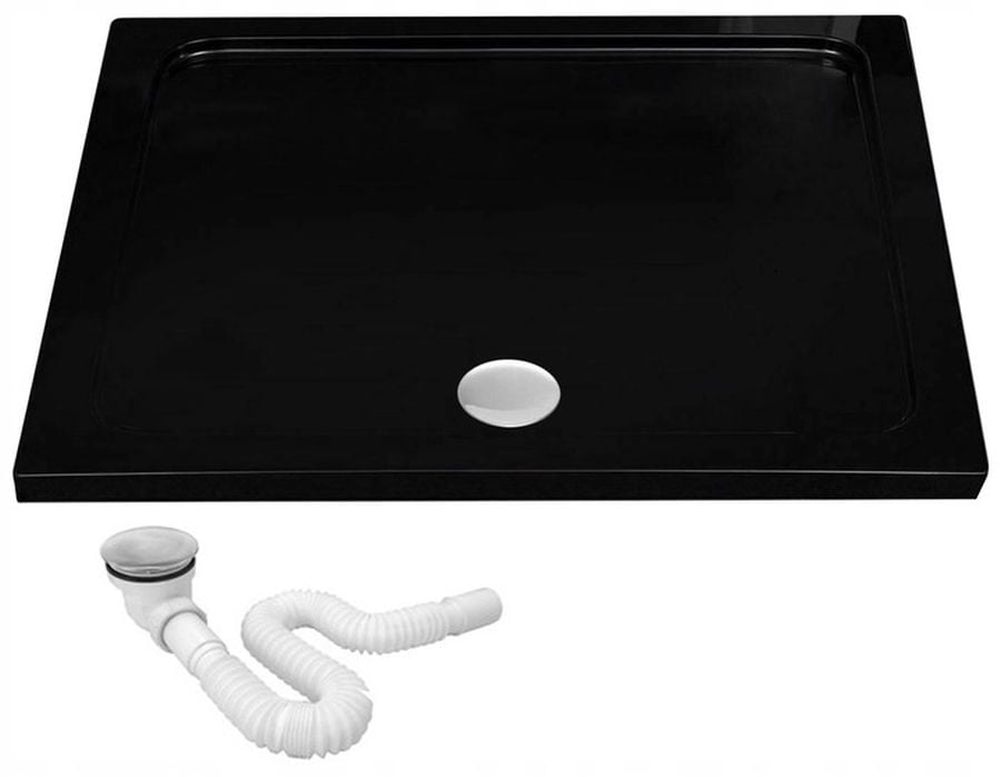 Rea Savoy cădiță de duș dreptunghiulară cu sifon 100x80 cm negru REA-K4087