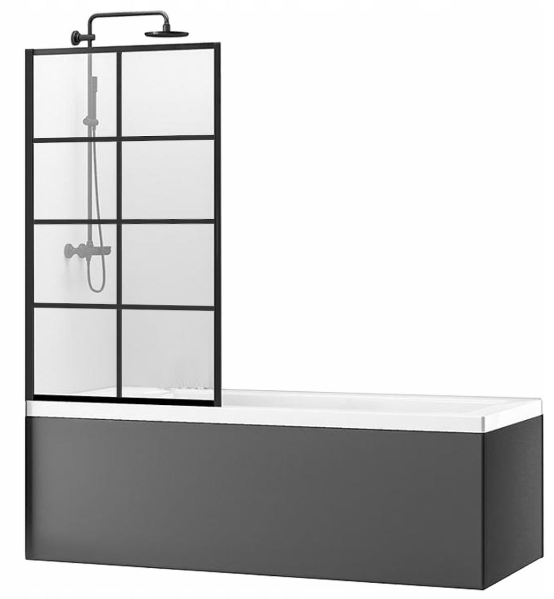 Rea Lagos paravan cadă 80 cm o piesă negru mat/sticlă transparentă REA-K4570