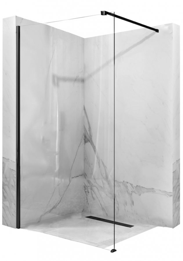 Rea Aero perete de duș 90 cm negru semi lucios/sticla transparentă REA-K7581