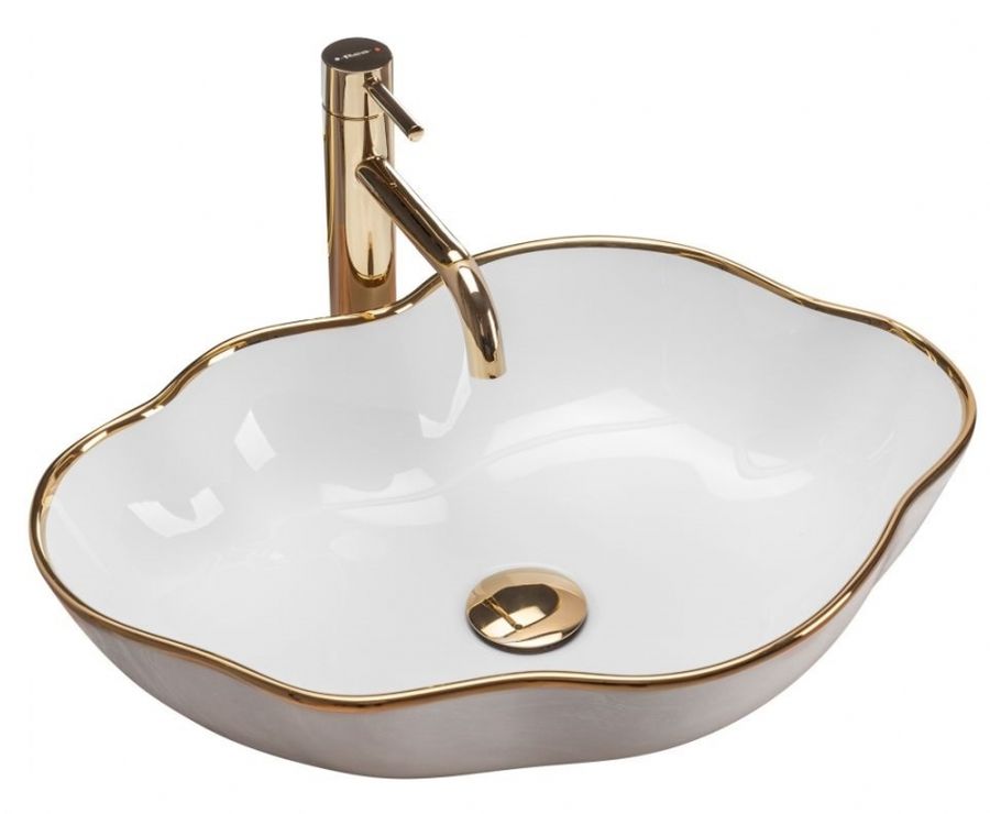 Rea Pearl lavoar 51.5x37.5 cm de blat alb-auriu REAU0696
