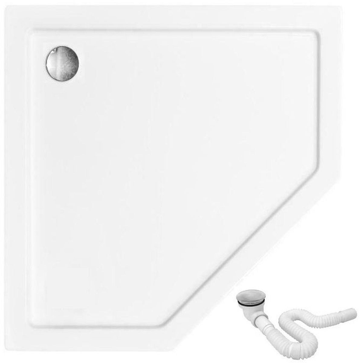 Rea Diamond cădiță de duș pentagonală 80x80 cm alb REA-K8544