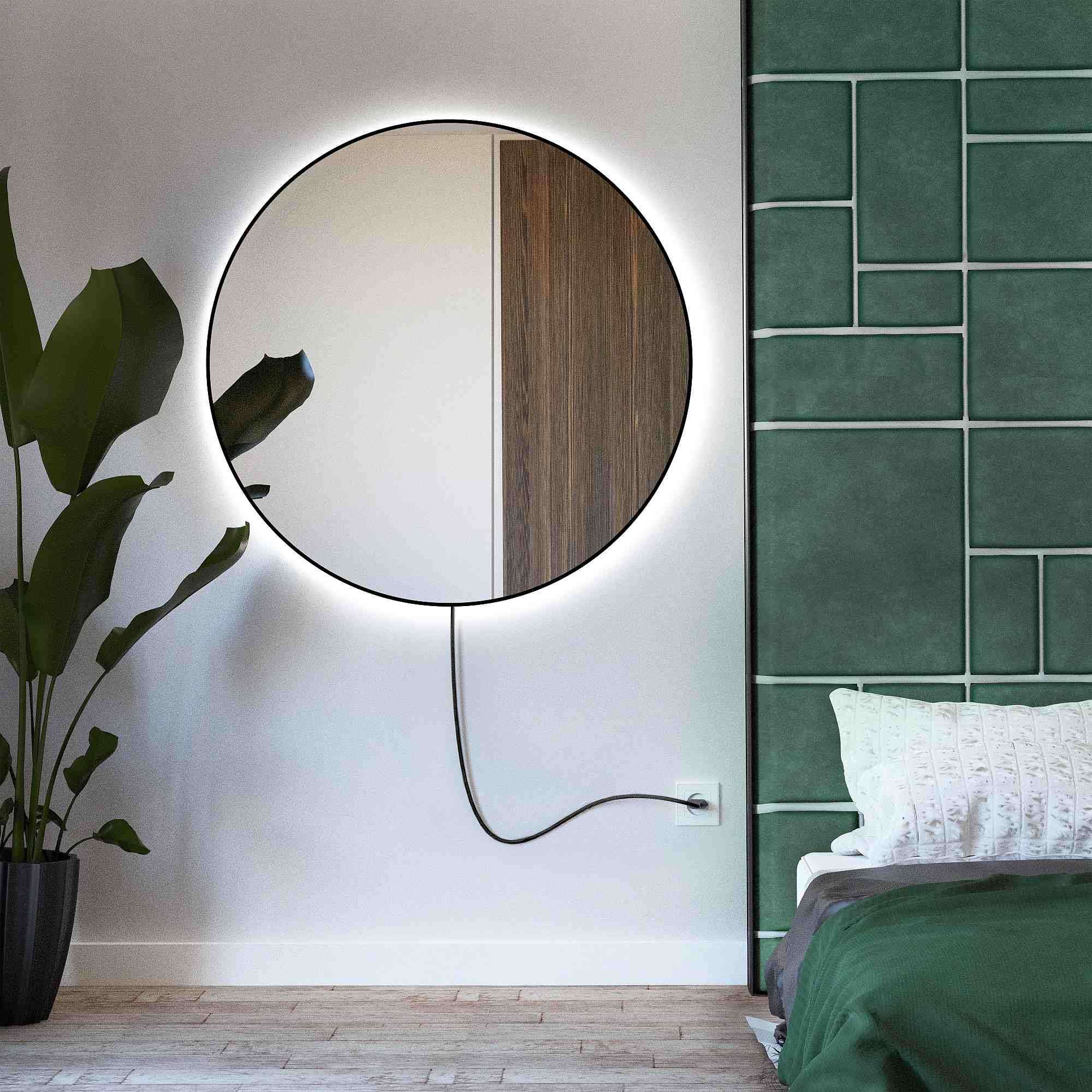 Smartwoods Electra oglindă 80x80 cm rotund cu iluminare negru 5904107903880