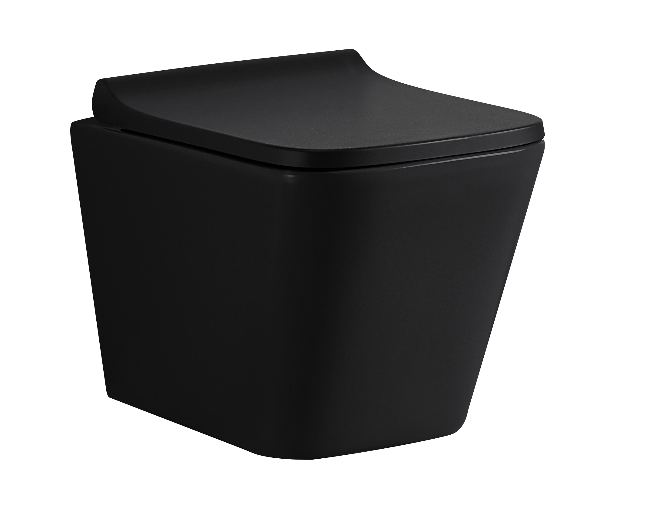 LaVita Lago vas wc cu capac soft-close agăţat fără margine negru mat 5908211411118