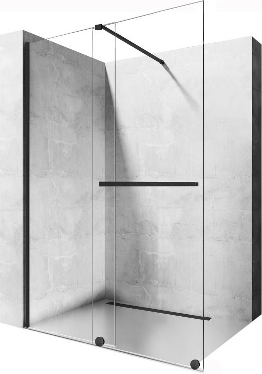 Rea Cortis Black perete cabină de duș walk-in 120 cm negru semi lucios/sticla transparentă REA-K8880