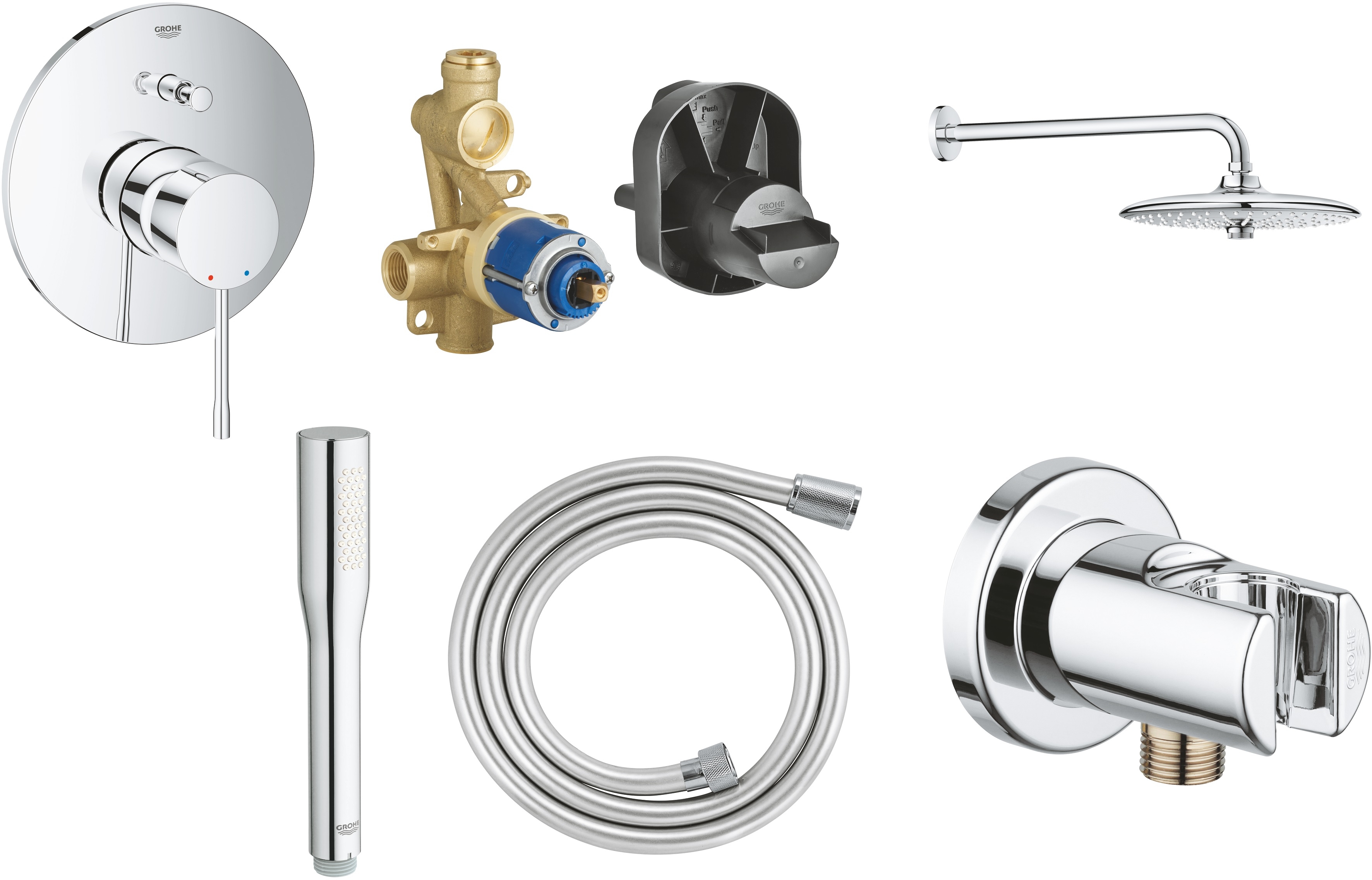 Set cap de duș Grohe Euphoria 26459000, baterie cadă-duș Grohe Essence 19285001, 33961000, 27400000, 28628000, 28364000
