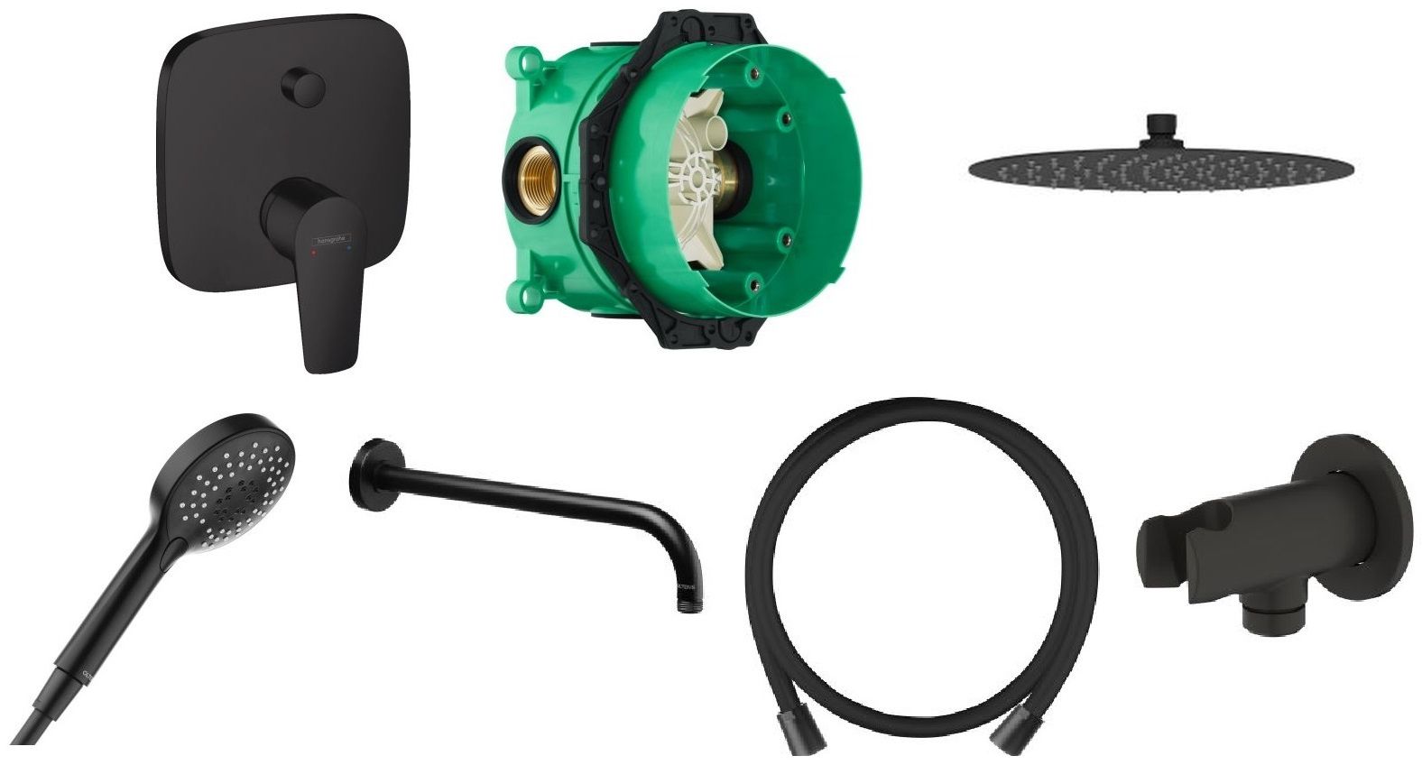 Set baterie cadă-duș Hansgrohe Talis E 71745670, cap de duș Oltens Vindel 37000300, 01800180, 39400300, 39304300, 37104300, 37200300