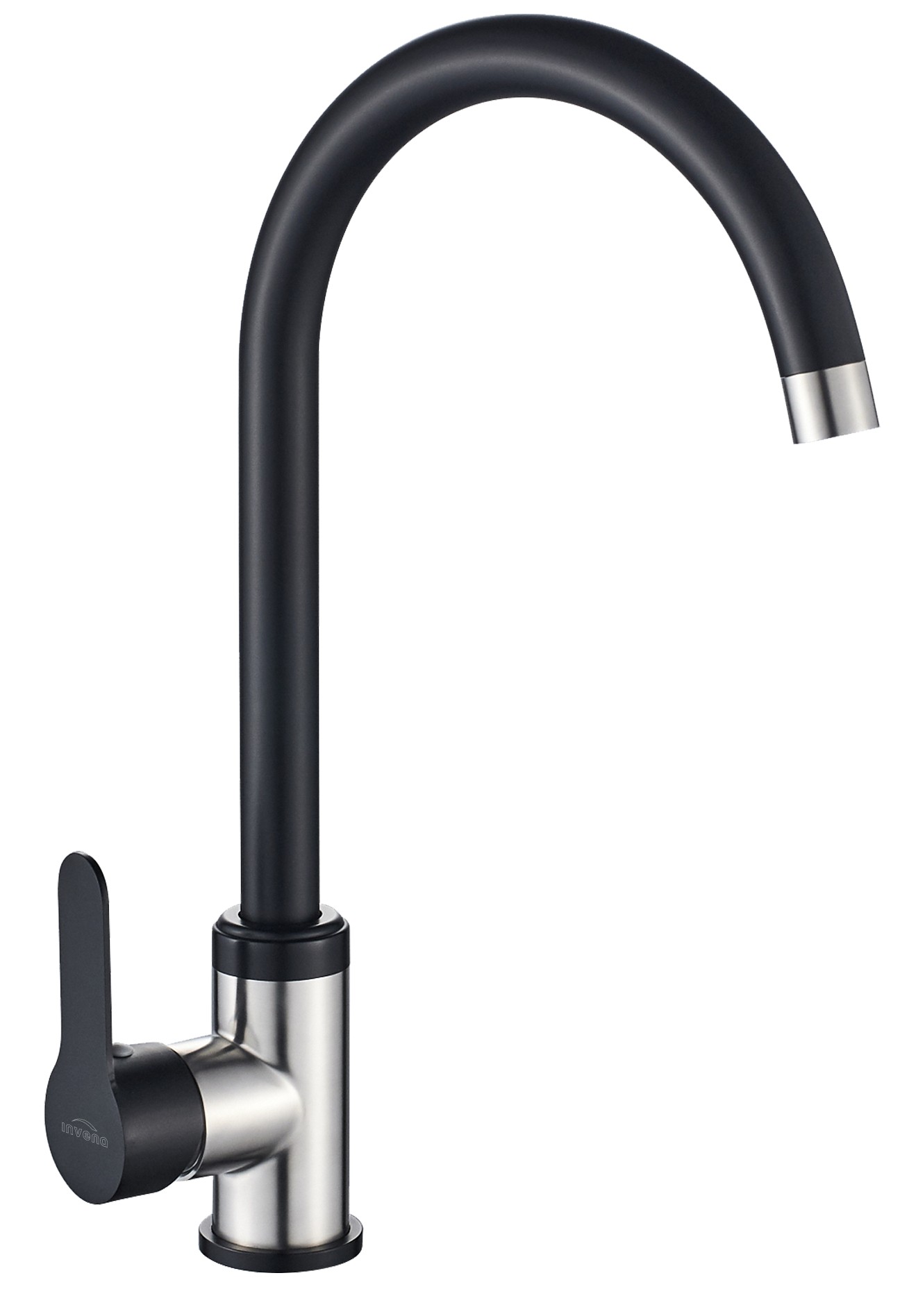 Invena Iron baterie bucătărie pe picior negru-inox BZ-53-L04