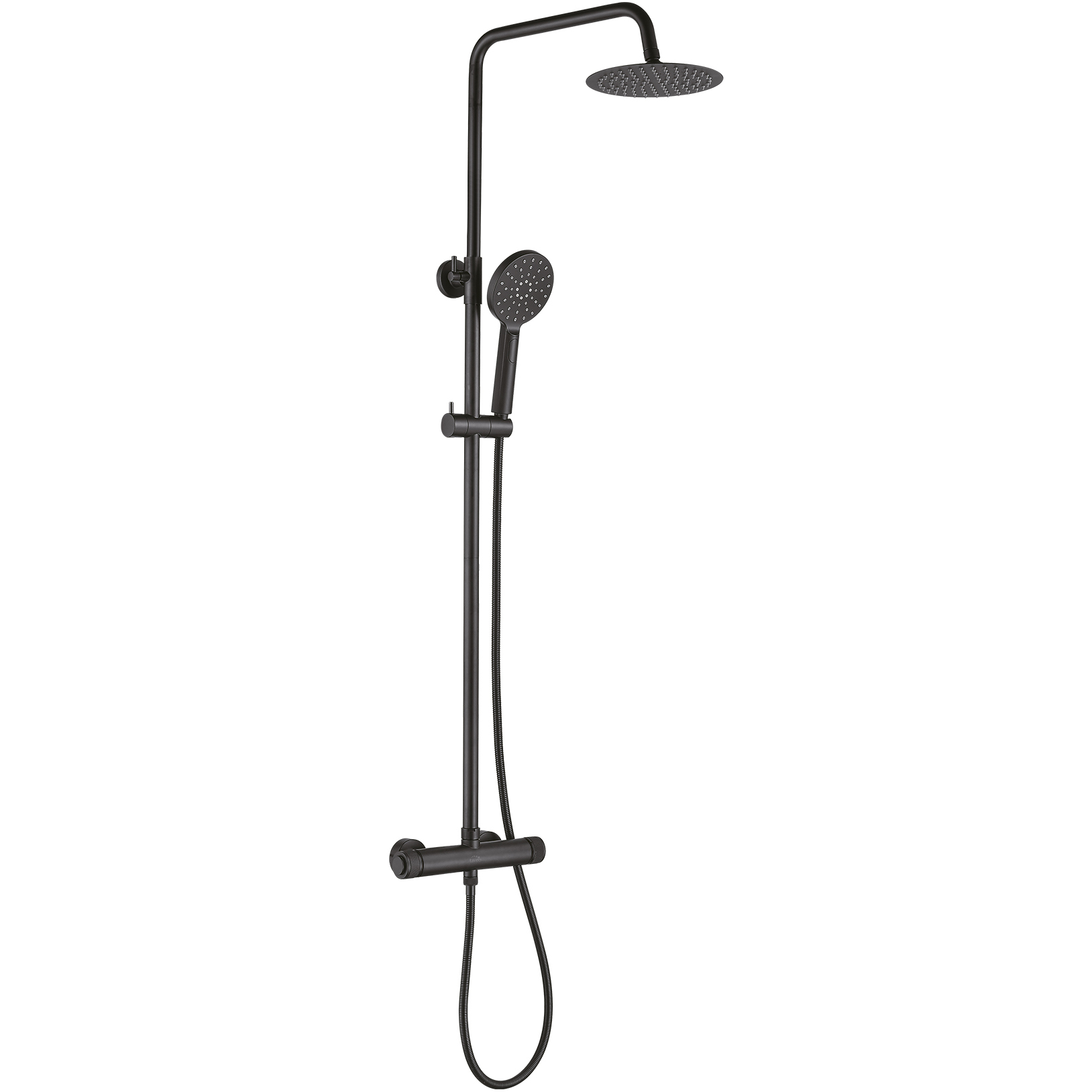 Laveo Volumo set de duș perete cu duș de ploaie negru PLV70OB