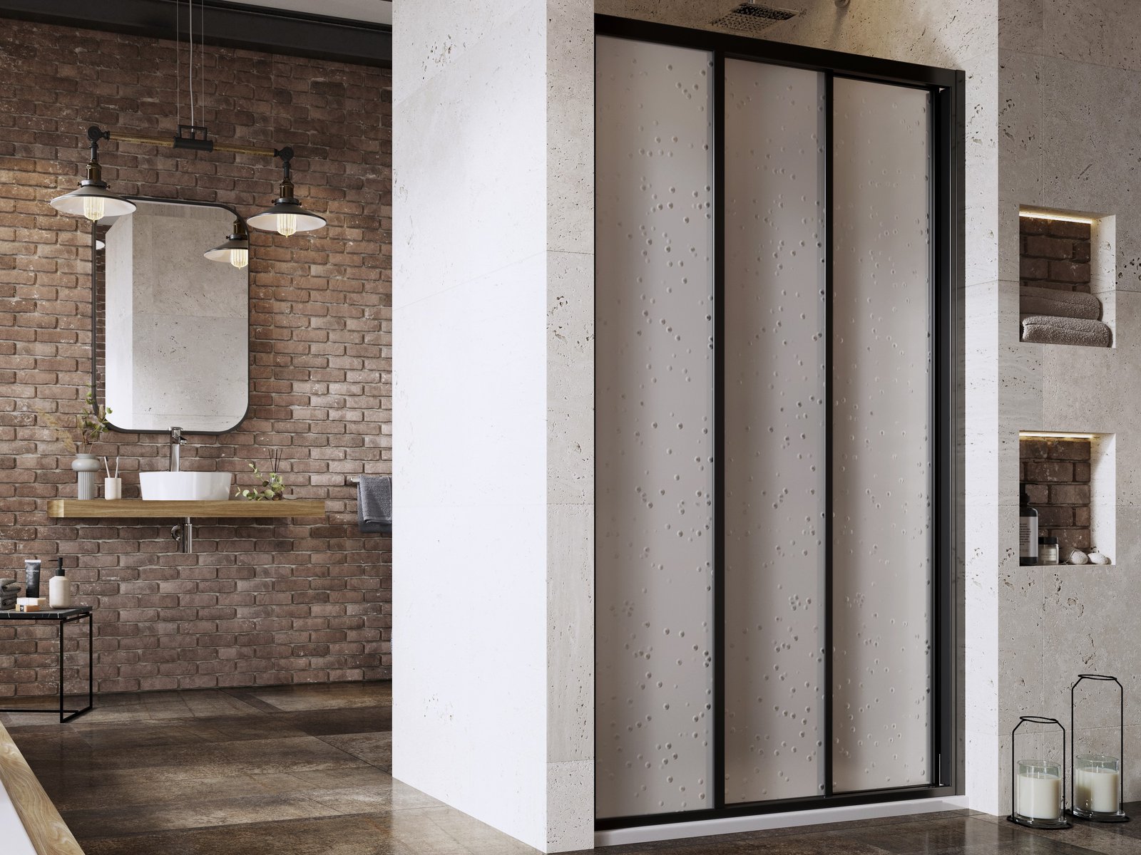 Ravak Supernova uși de duș 90 cm culisantă negru mat/material polistiren 00V703R211