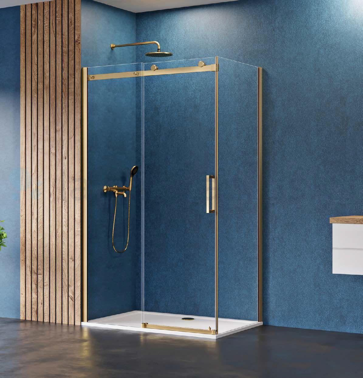 New Trendy Sling Satin Gold cabină de duș 120x80 cm dreptunghiular auriu semi lucios/sticlă transparentă D-0389A/D-0193B
