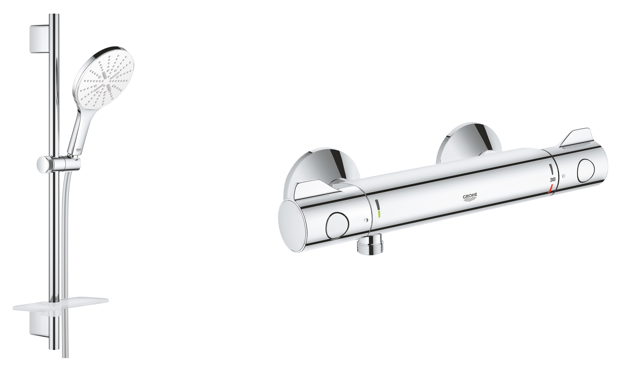 Set set de duș Grohe Vitalio SmartActive 26598000, baterie de duș Grohe Grohtherm 800 34558000