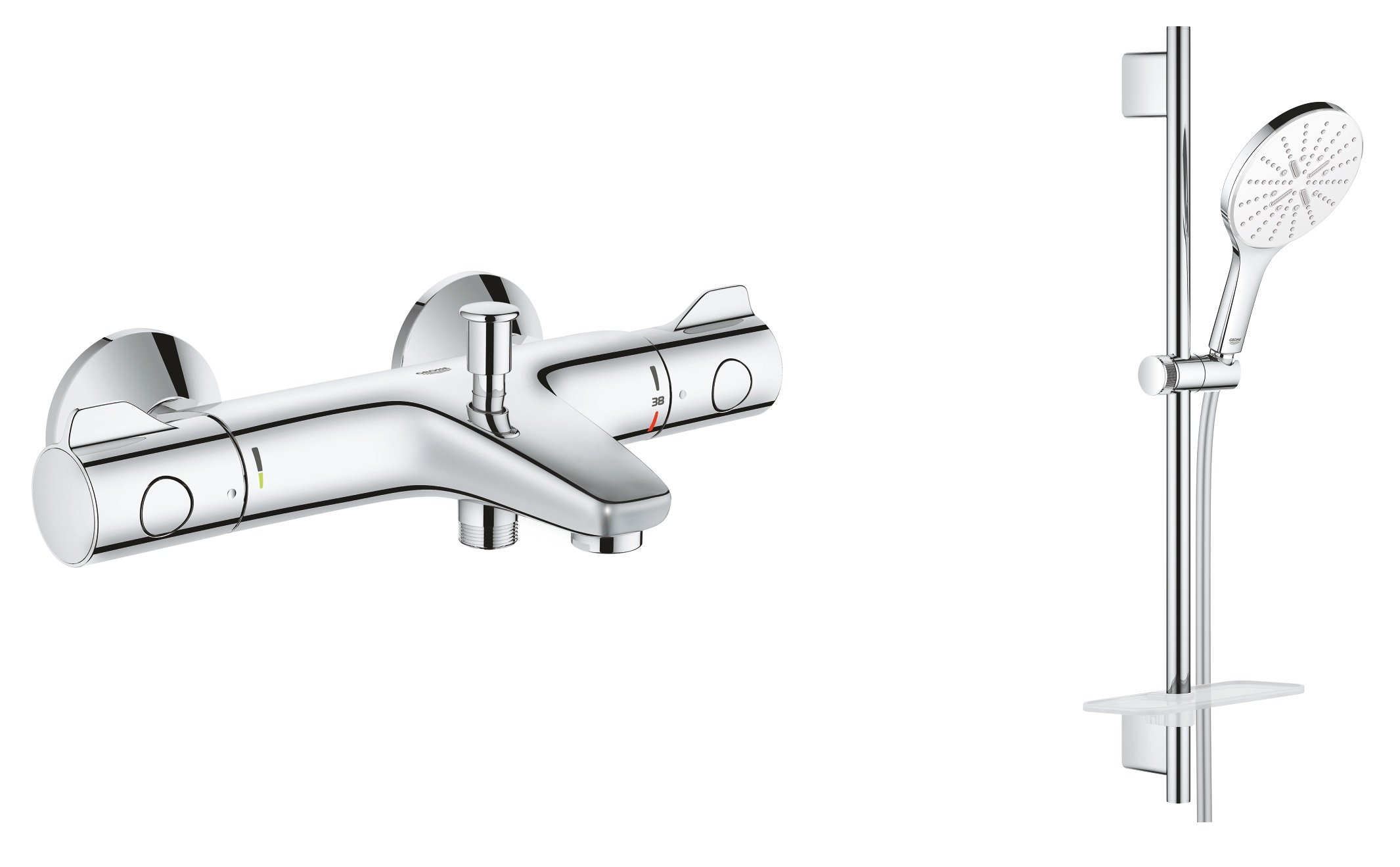 Set set de duș Grohe Vitalio SmartActive 26598000, baterie cadă-duș Grohe Grohtherm 800 34567000