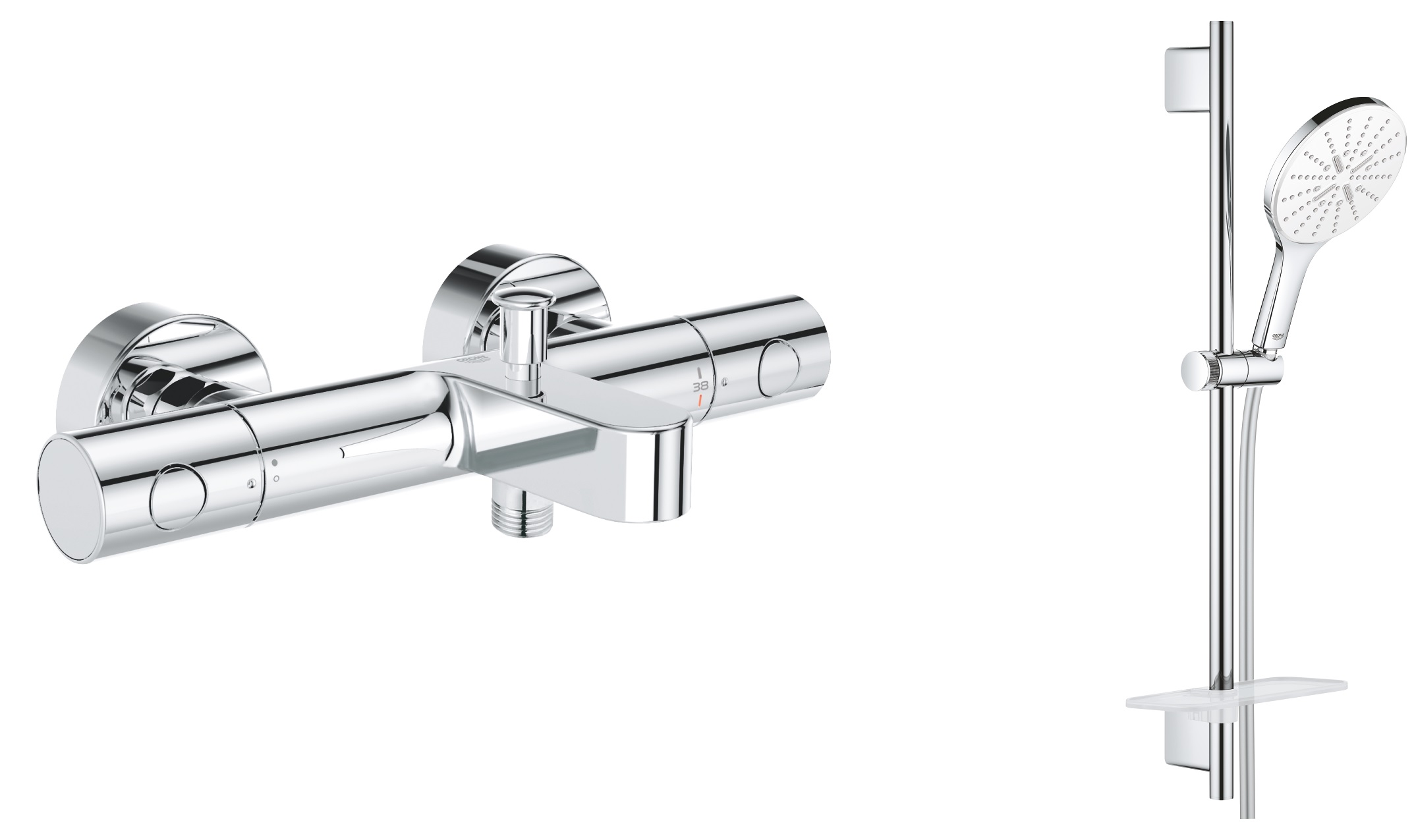 Set baterie cadă-duș Grohe Grohtherm 800 Cosmopolitan 34766000, set de duș Grohe Vitalio SmartActive 26598000