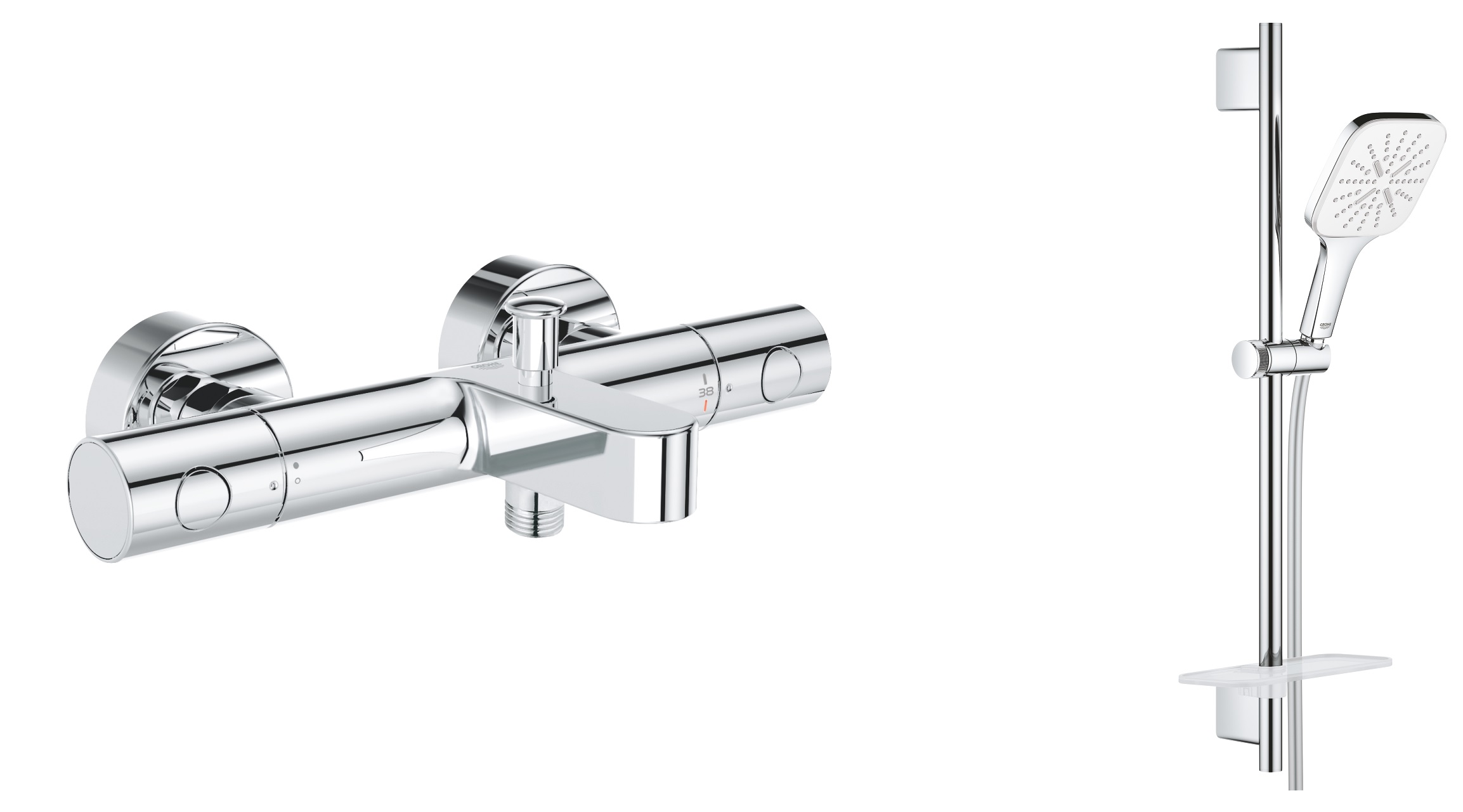 Set baterie cadă-duș Grohe Grohtherm 800 Cosmopolitan 34766000, set de duș Grohe Vitalio SmartActive 26596000