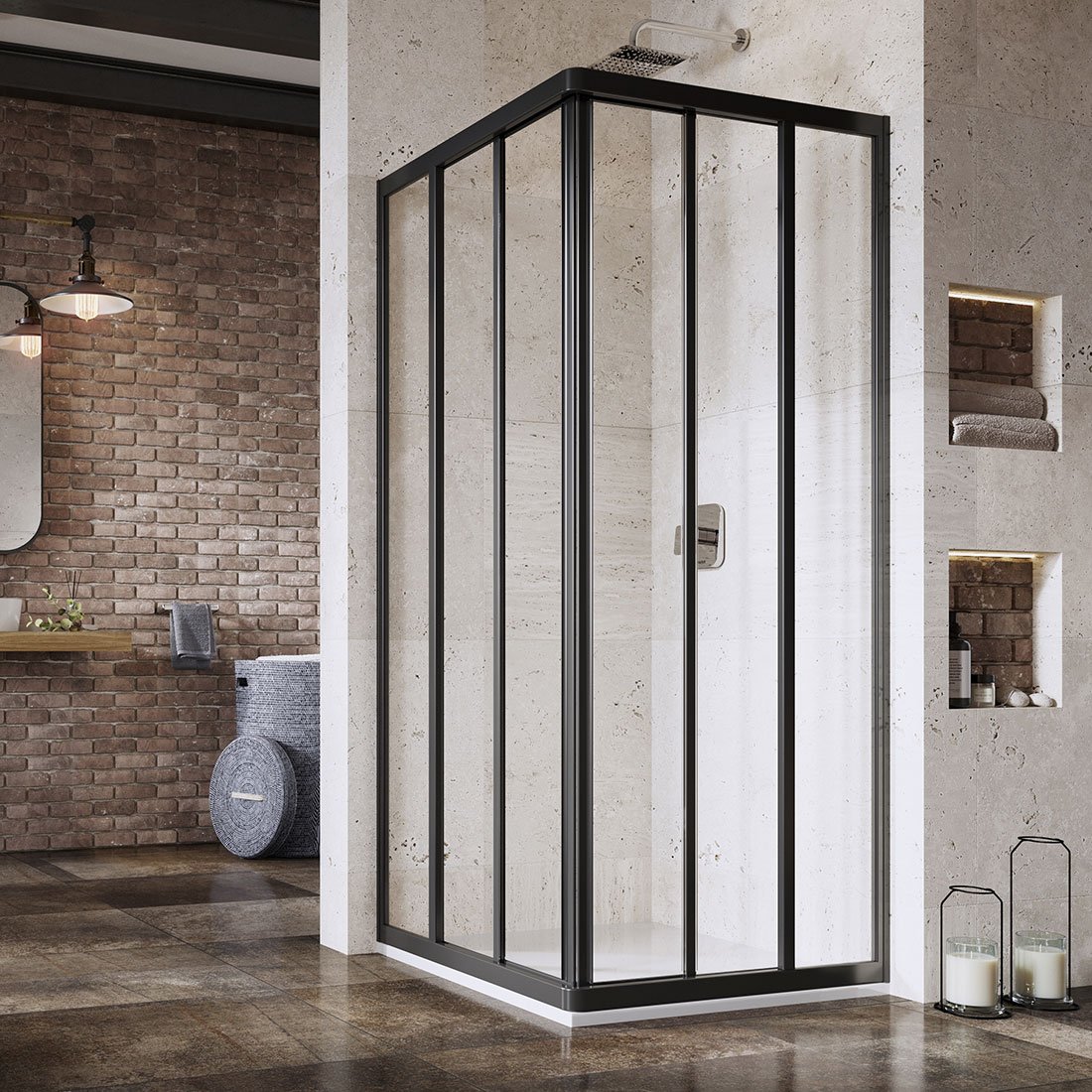 Ravak Supernova uși de duș 90 cm culisantă negru mat/sticlă transparentă 15V703R2Z1