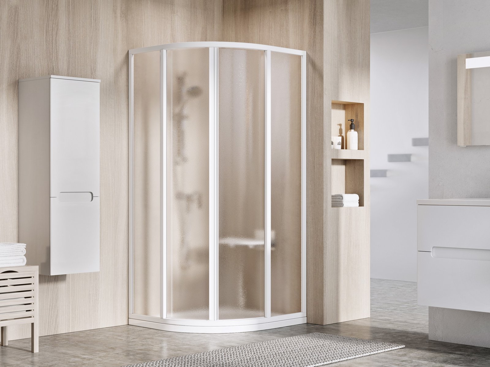 Ravak Supernova cabină de duș 80x80 cm semicircular alb luciu/ 3114O102ZG