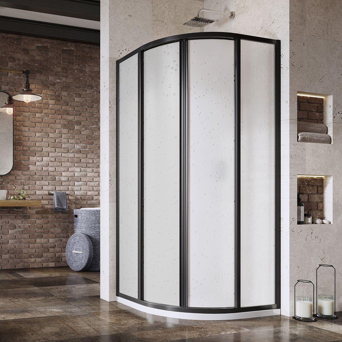 Ravak Supernova cabină de duș 80x80 cm semicircular negru mat/material polistiren 3114O30211