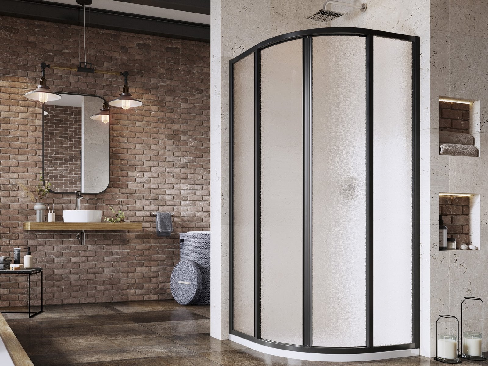 Ravak Supernova cabină de duș 80x80 cm semicircular negru mat/ 3114O302ZG