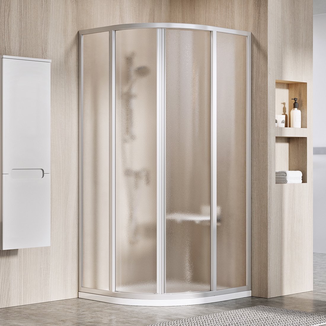 Ravak Supernova cabină de duș 80x80 cm semicircular satin mat/sticlă cu model 3114OU02ZG