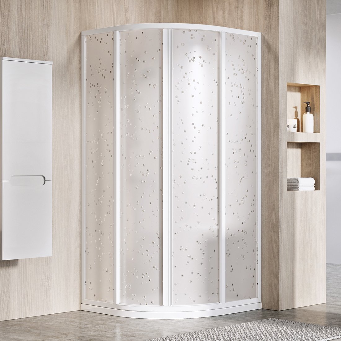 Ravak Supernova cabină de duș 90x90 cm semicircular alb luciu/material polistiren 3117O10211