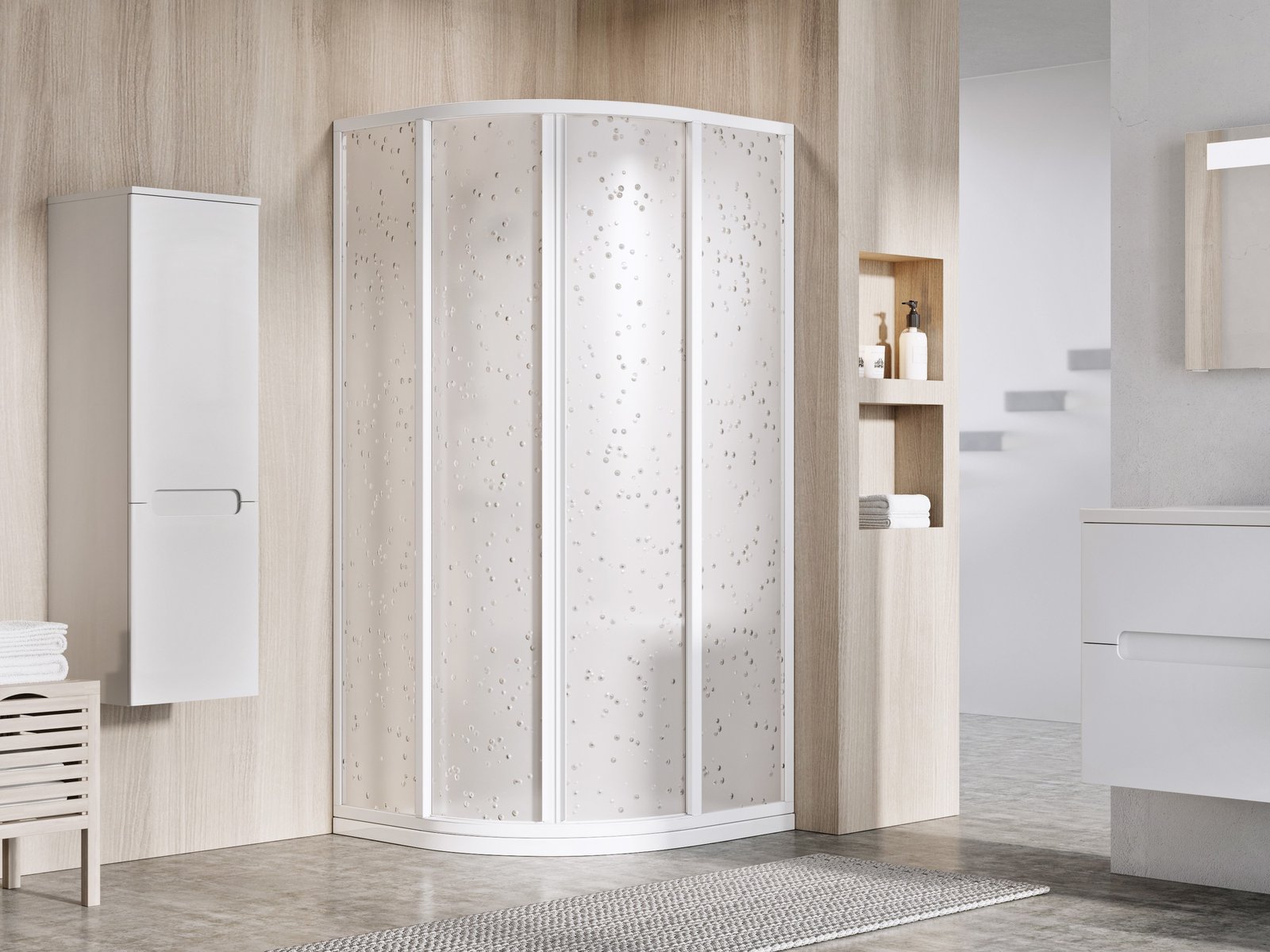 Ravak Supernova cabină de duș 90x90 cm semicircular alb luciu/material polistiren 3117O10211