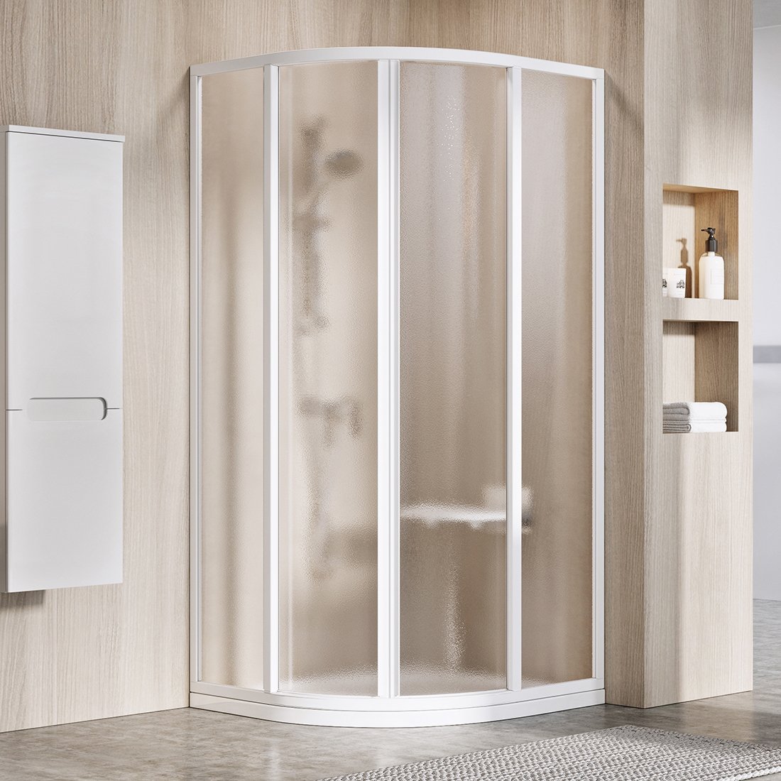 Ravak Supernova cabină de duș 90x90 cm semicircular alb luciu/sticlă cu model 3117O102ZG