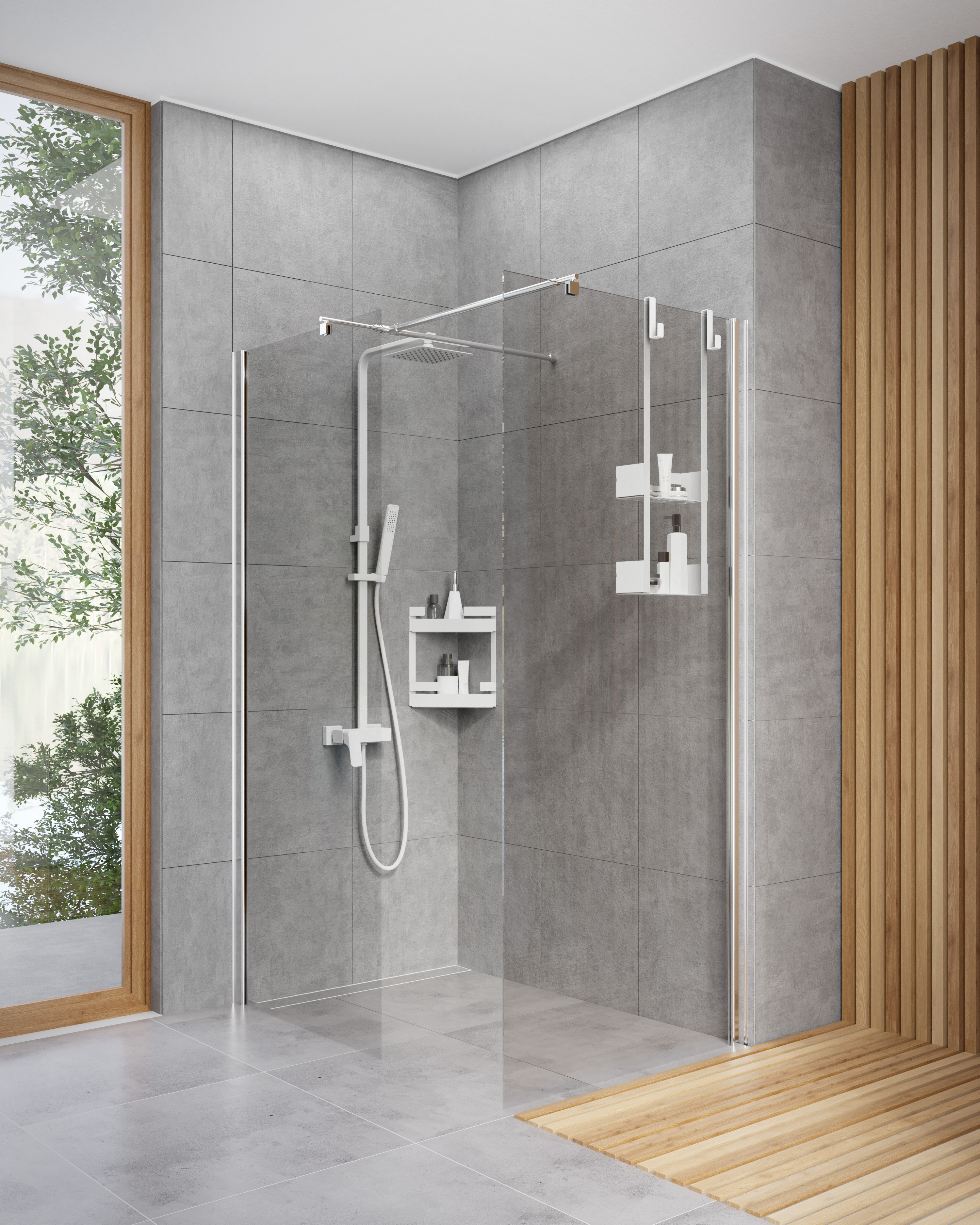 Set perete cabină de duș walk-in Deante Kerria Plus KTS_030P, perete cabină de duș walk-in Deante Kerria Plus KTS_038P