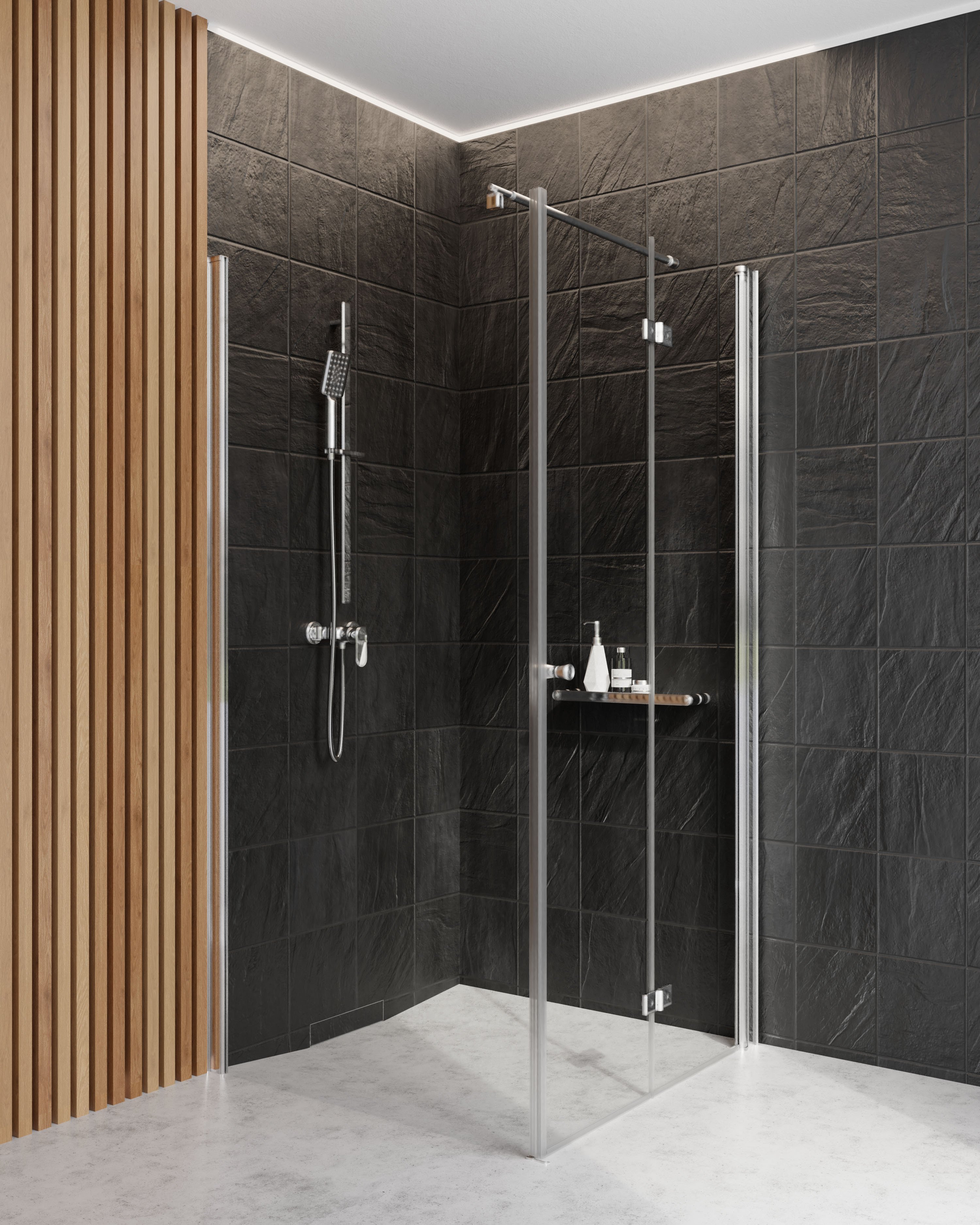 Set uși de duș Deante Kerria Plus KTSX043P, perete cabină de duș walk-in Deante Kerria Plus KTS_039P