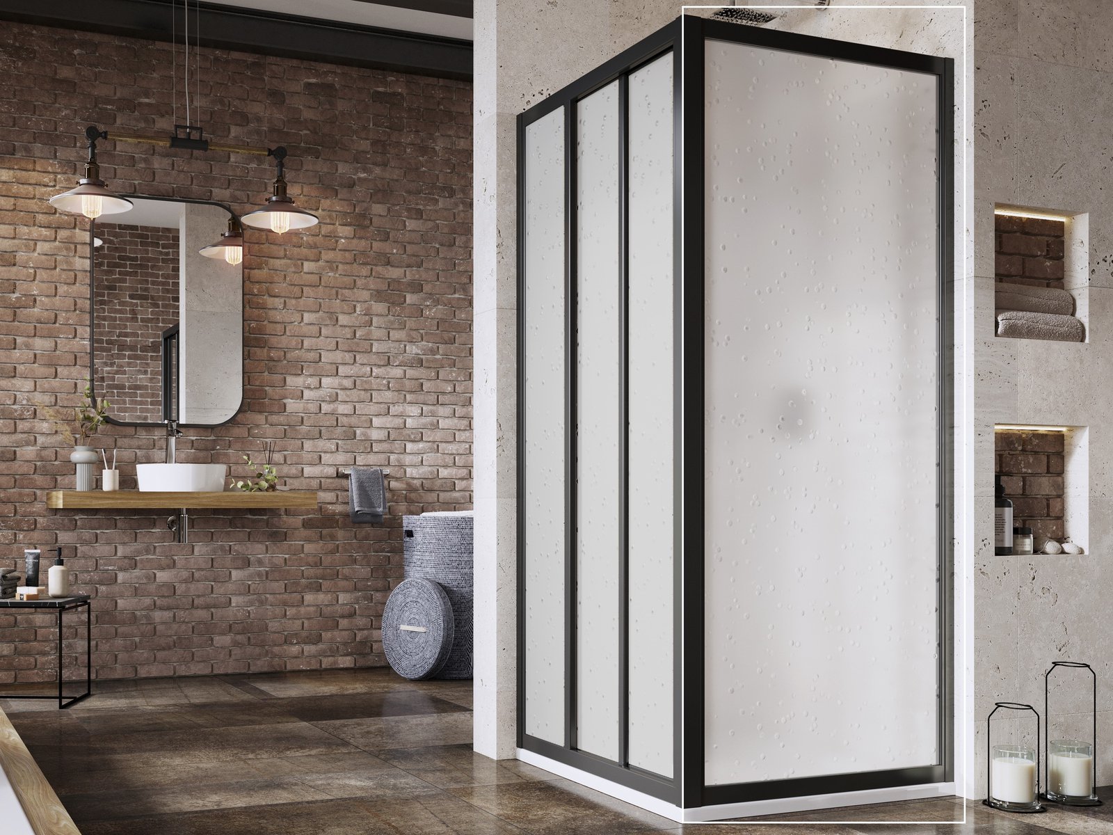 Ravak Supernova perete de duș 75 cm negru mat/material polistiren 940303R211