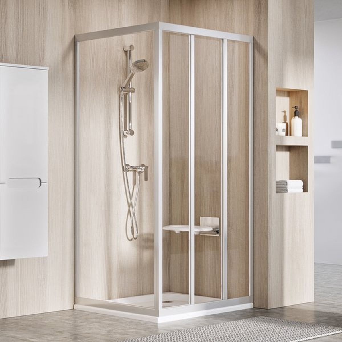 Ravak Supernova perete de duș 75 cm satin mat/sticlă cu model 94030UR2ZG
